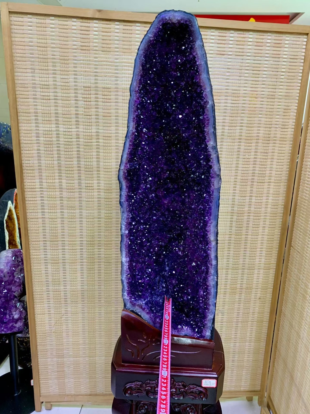 Large 179lb RARE Top Natural Amethyst Geode Crystal Quartz Cathedral Decor+base
