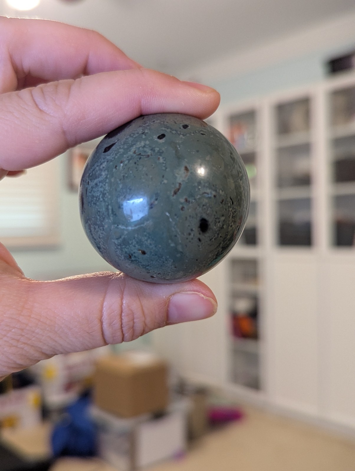 50mm Crocodile Kambaba Jasper Crystal Sphere & Stand (Madagascar) US Seller