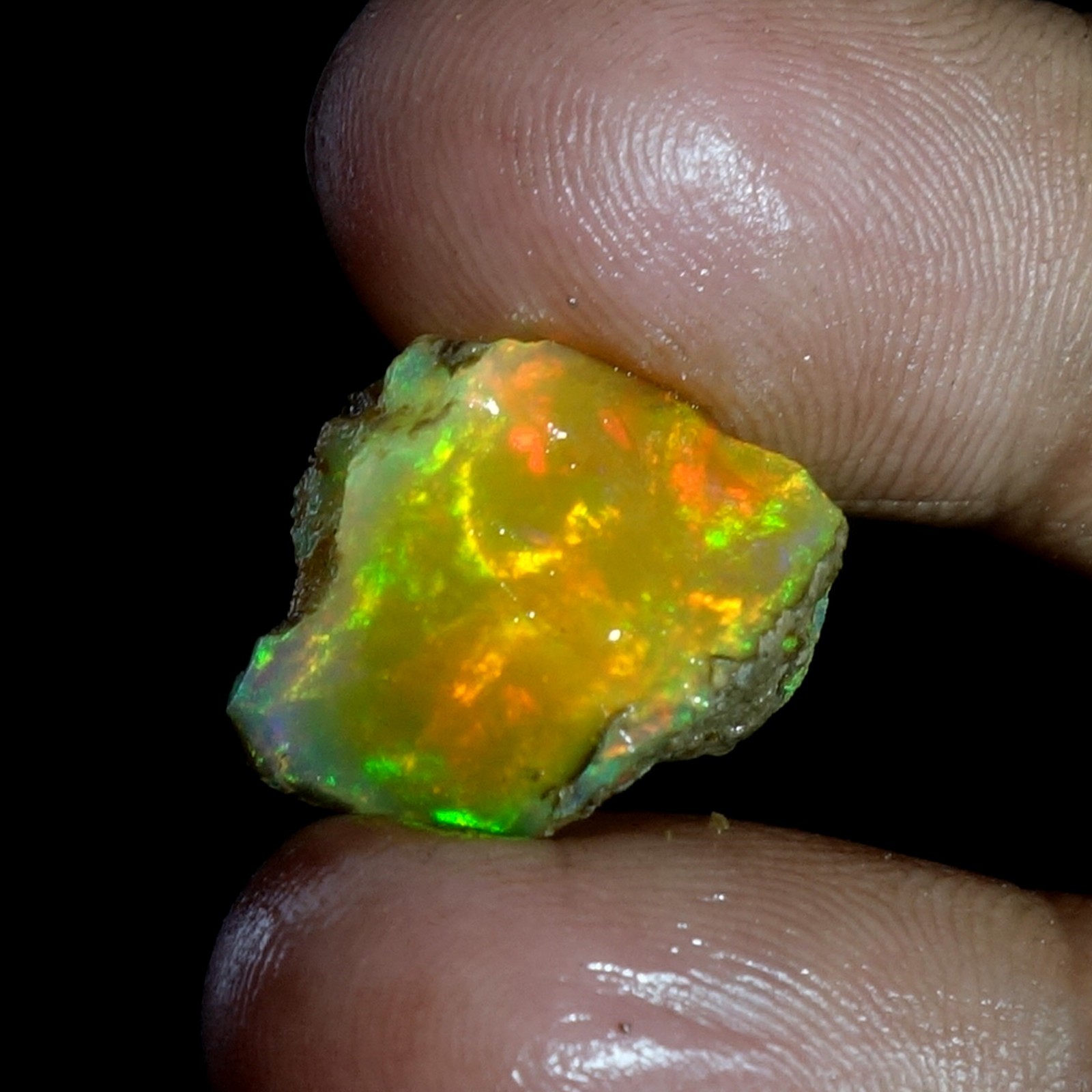 AA+ Ethiopian Oli Opal Rough Entreated Welo Opal Multi Fire Color Flash 12.10Cts