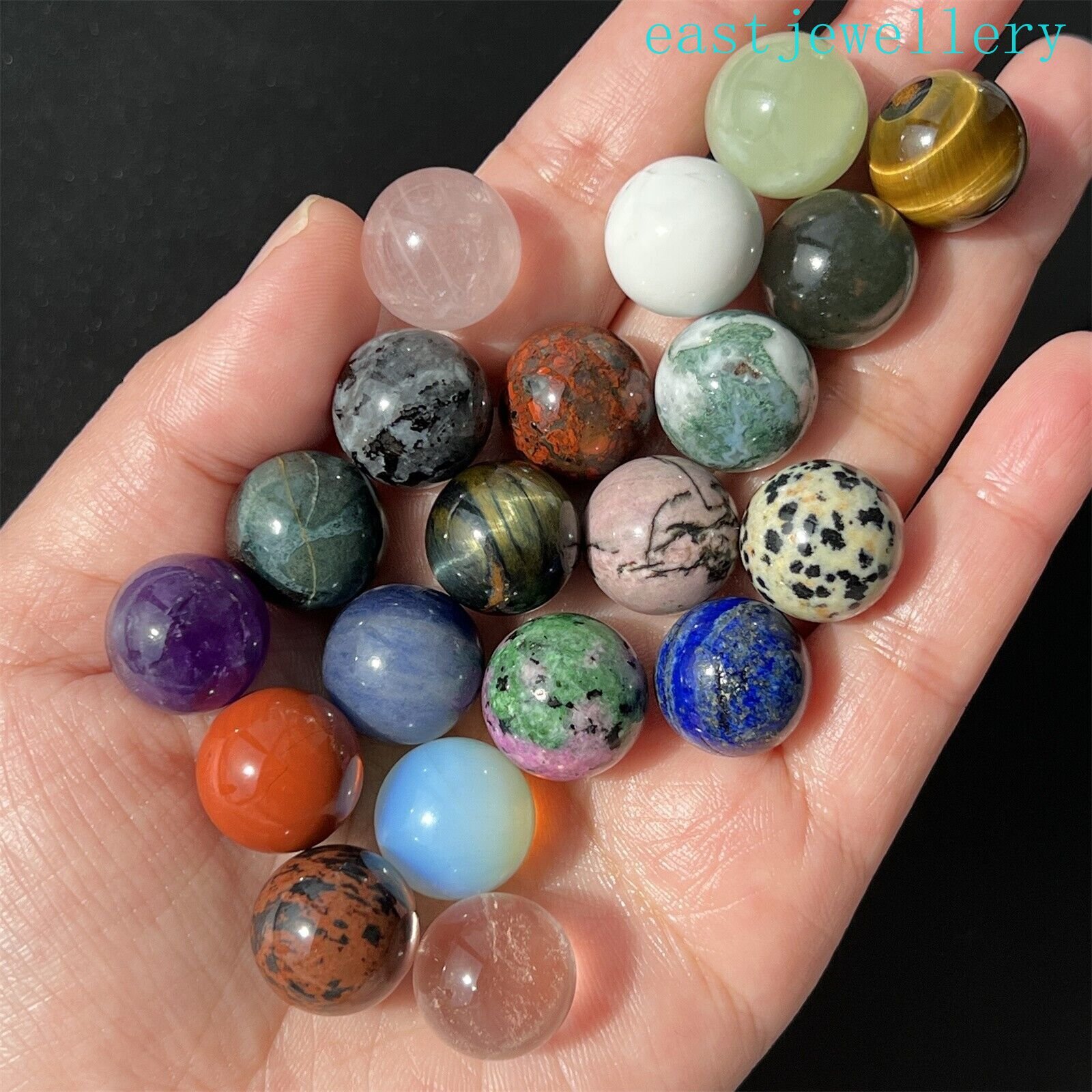 15mm+ box Natural Mixed Sphere quartz crystal ball Palm stone reiki healing 20x