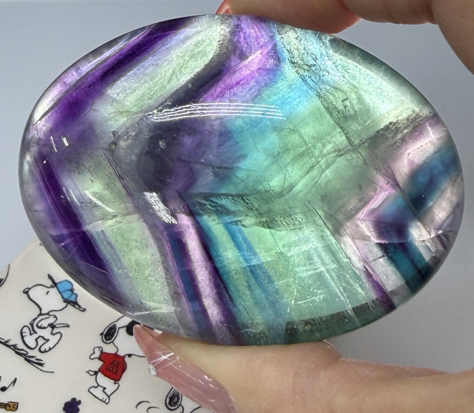 Wholesale Lot 8 Pcs Natural Rainbow Fluorite Palm Stone Crystal Healing
