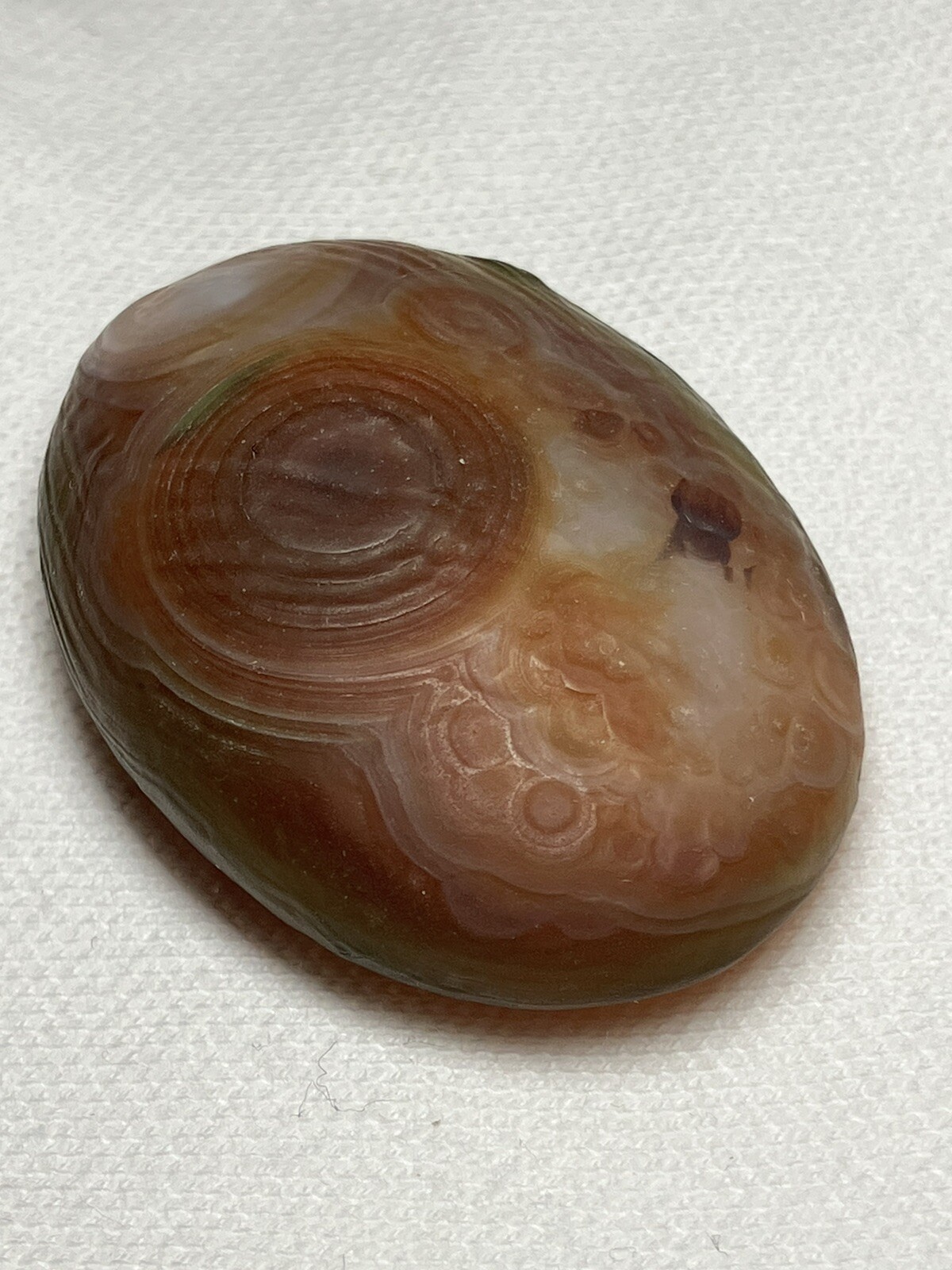 RARE Gobi Eye Agate Bonsai Suiseki Green Orange Flat Palm Stone 21g Raw Natural