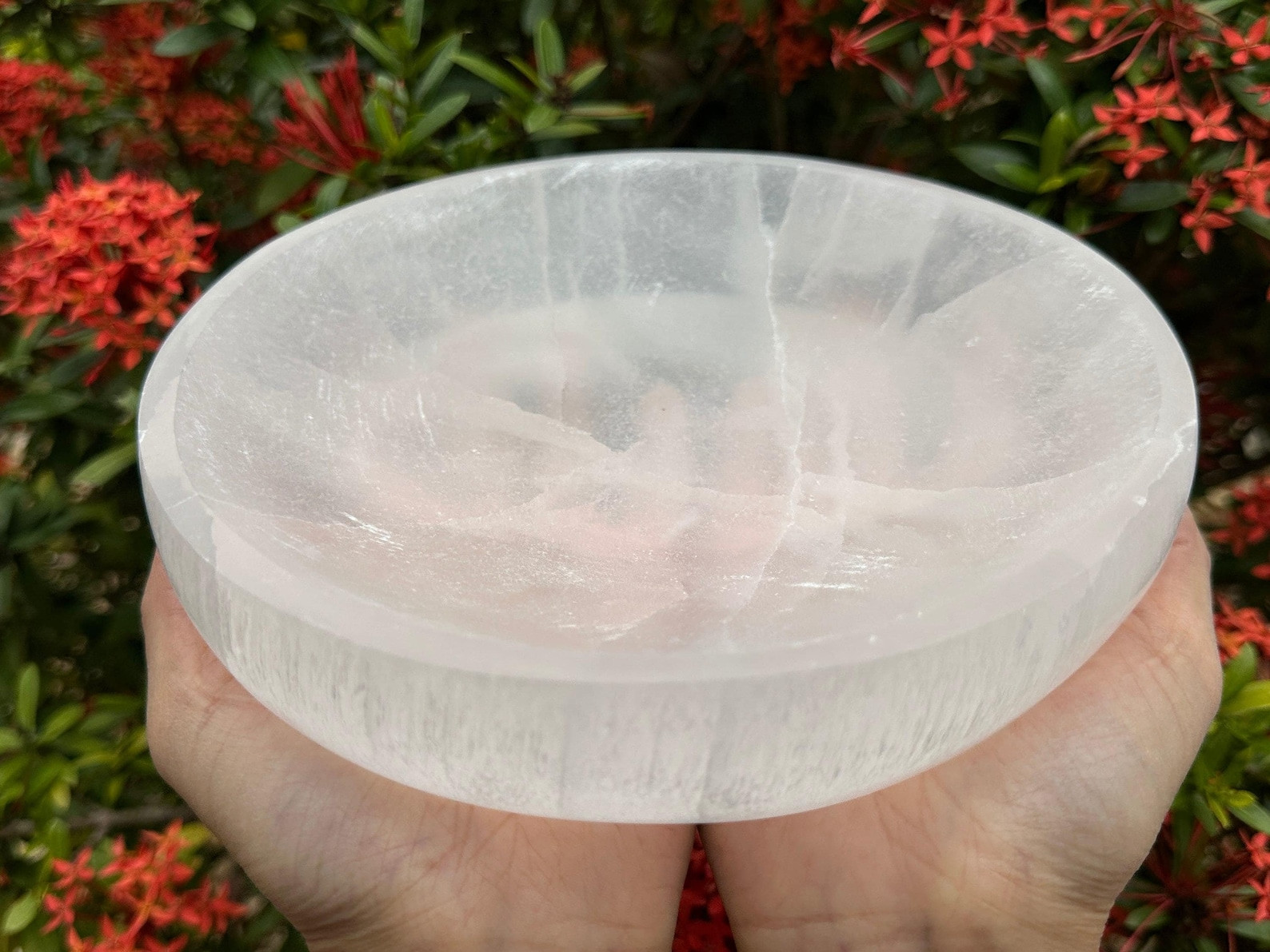 8″ Jumbo Selenite Charging Bowl –Choose a Shape: Round, Heart, Star, Triple Moon