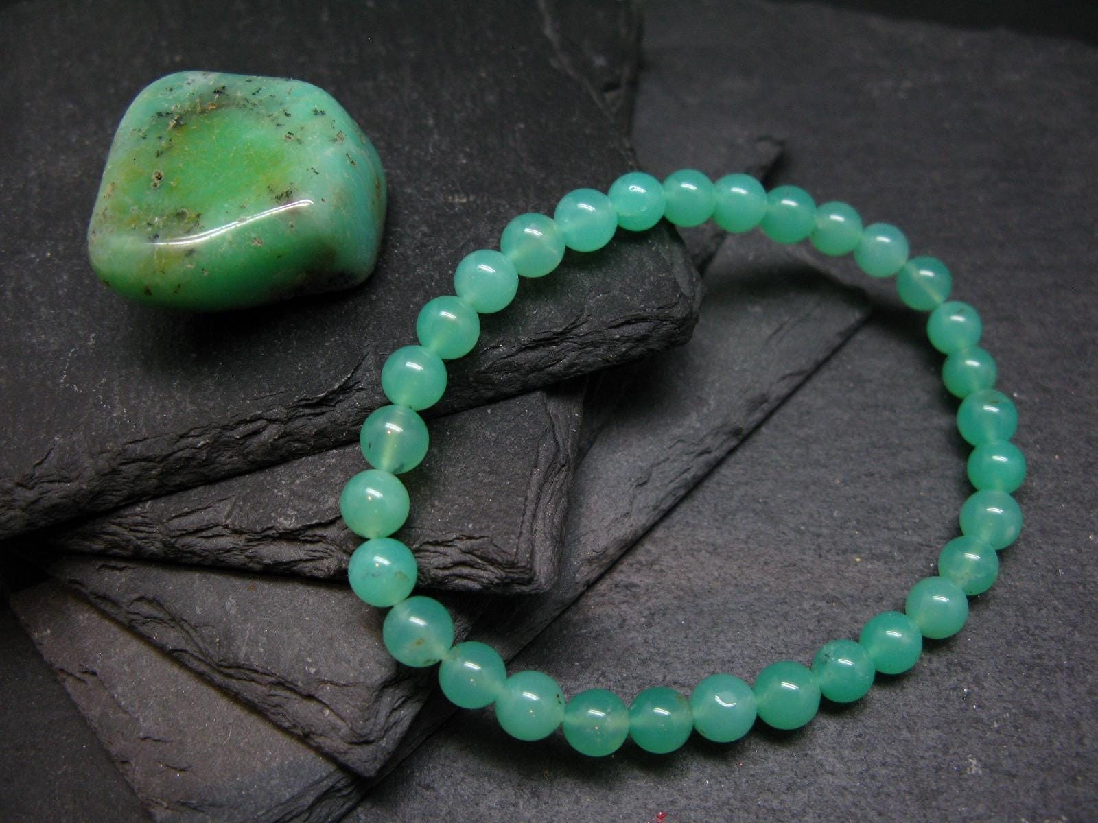 Chrysoprase Genuine Bracelet ~ 7 Inches ~ 6mm Round Beads