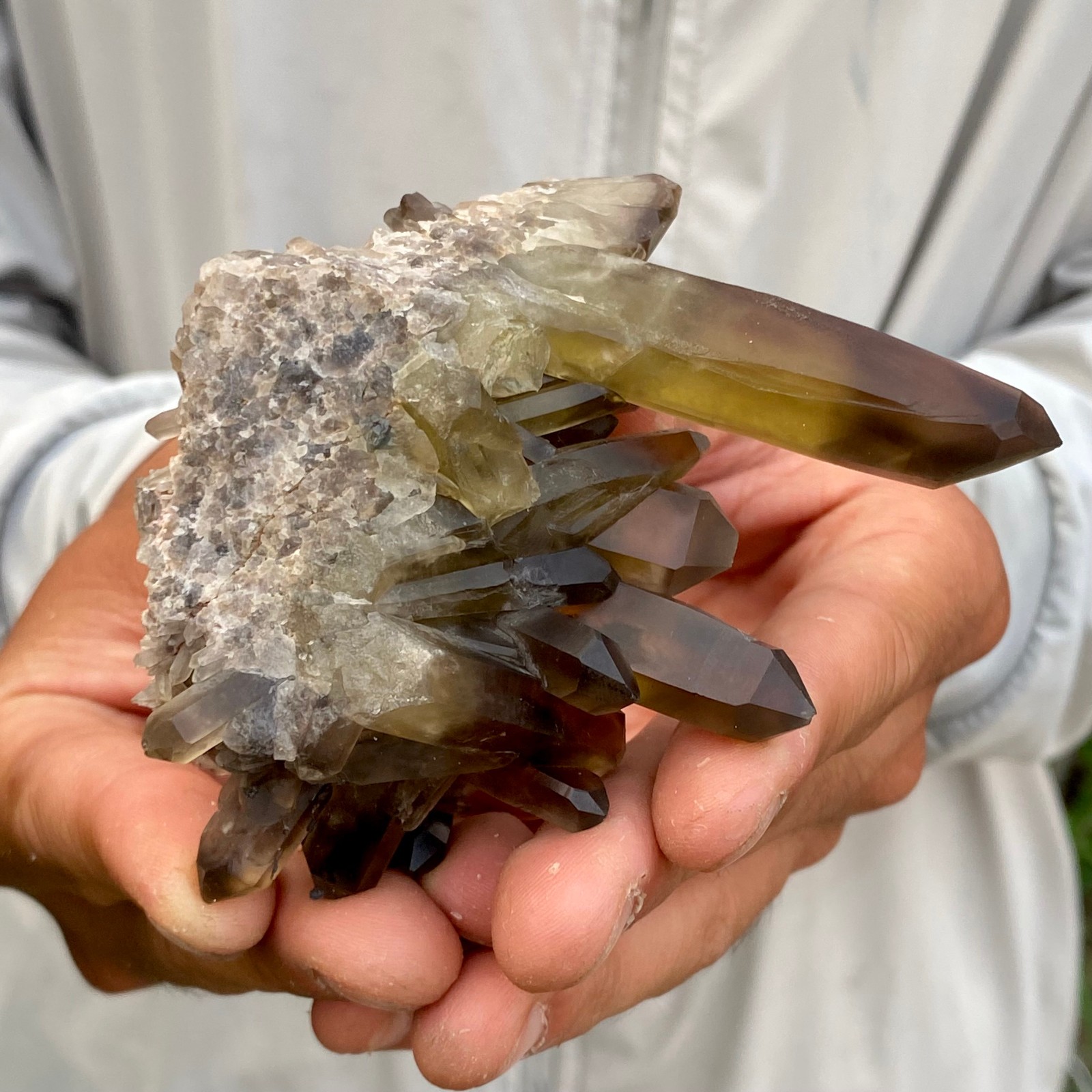 166G Natural smoky black quartz cluster crystal mineral specimen healing