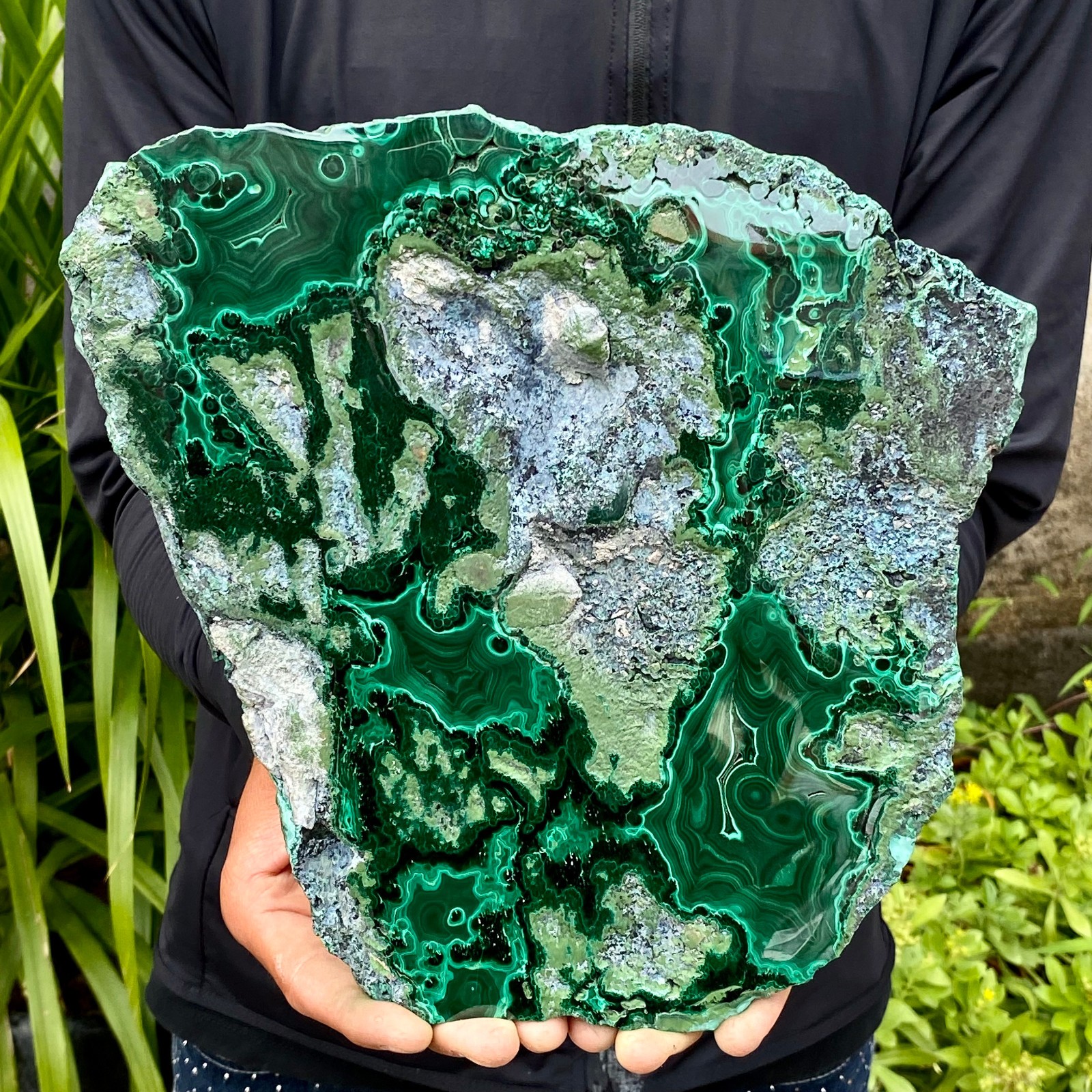 5.59LB Natural Green Malachite Slab Quartz Crystal Slice Ore Specimen Healing