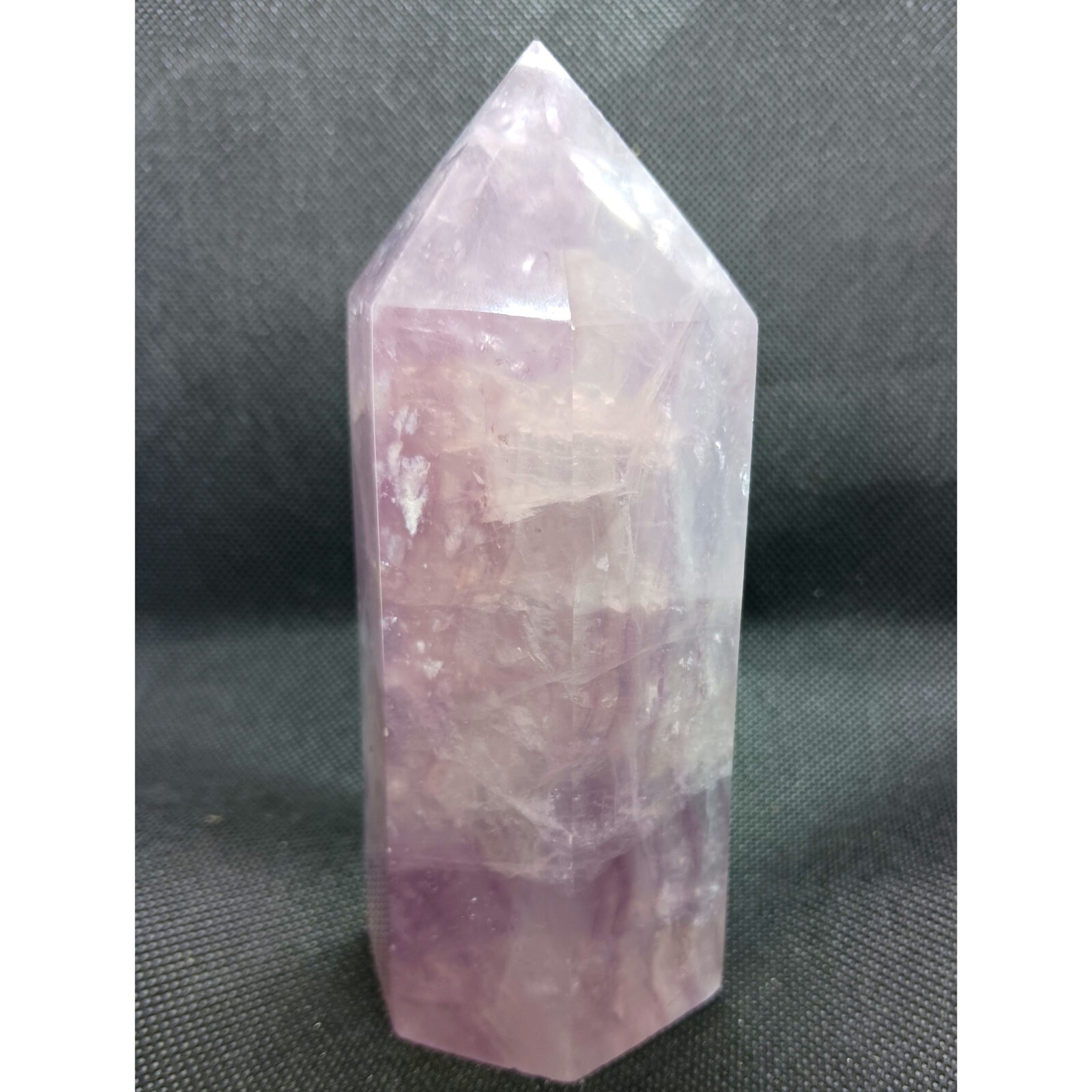 Lilac fluorite tower- mica fluorite crystal point large polished purple fluorite