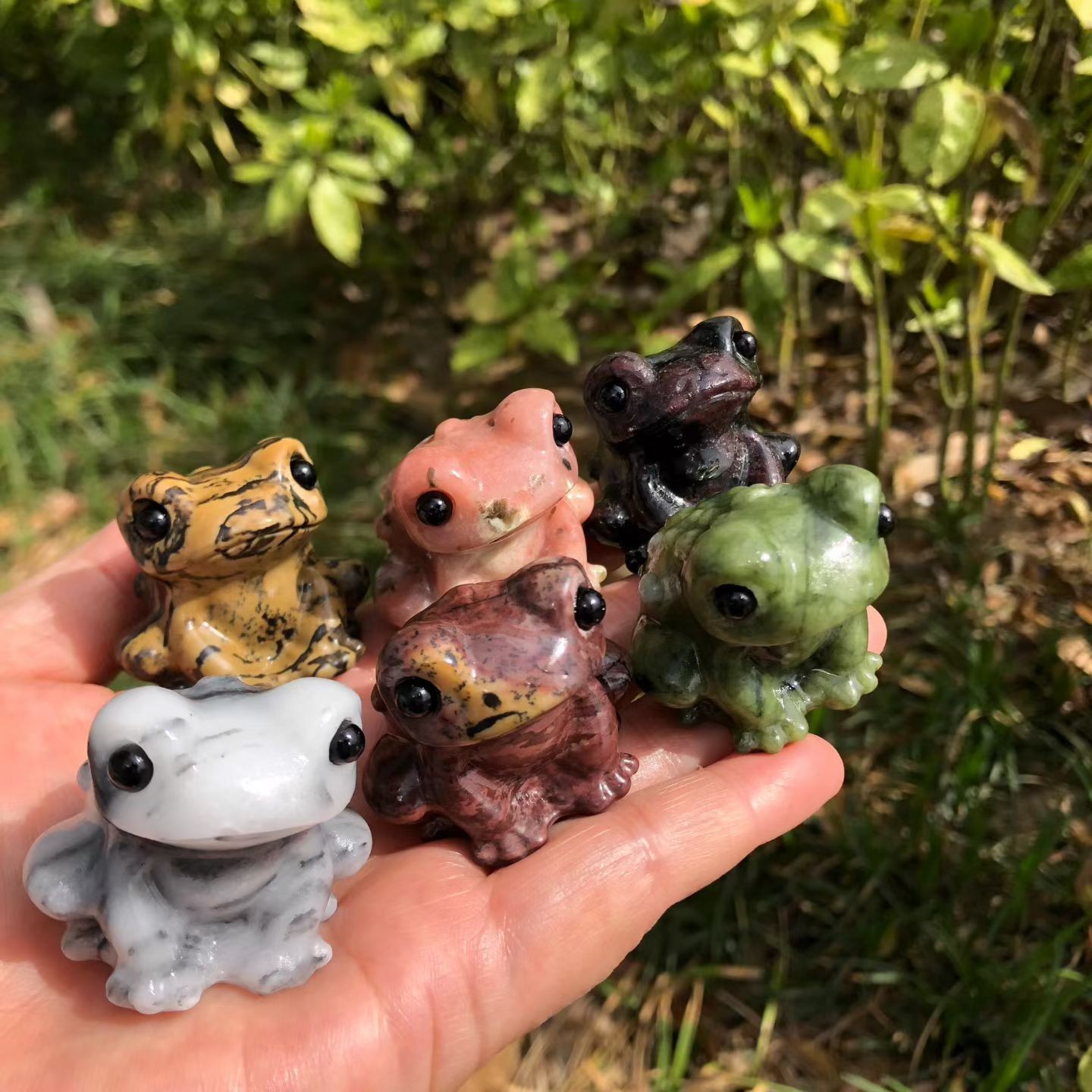 5pc Natural Mixed Quartz hand Carved Crystal Frog skull reiki healing gift Decor