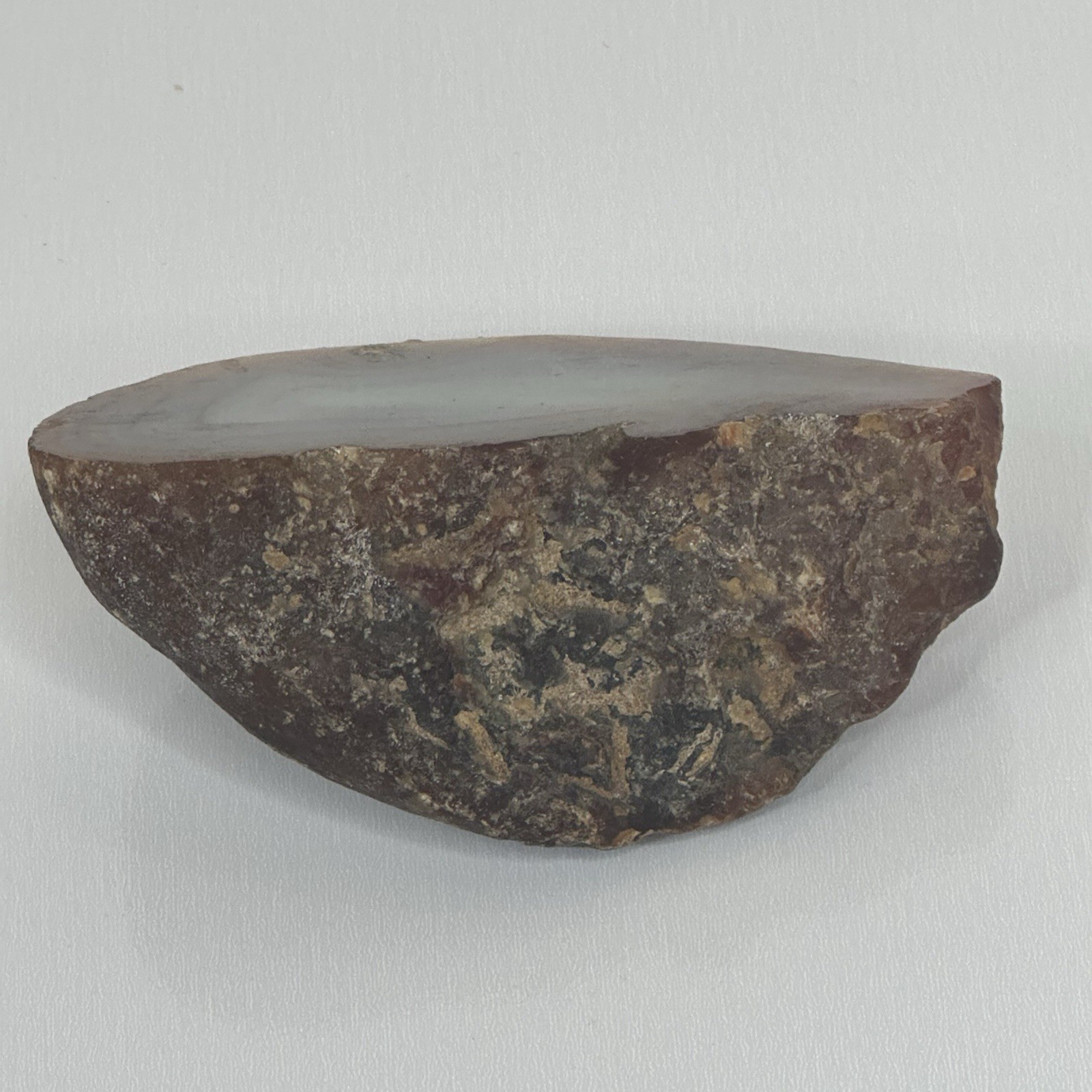 Polished Agate Approximately 3 1/8″ x 2 7/8″ Residual Glue Banded Sample #4