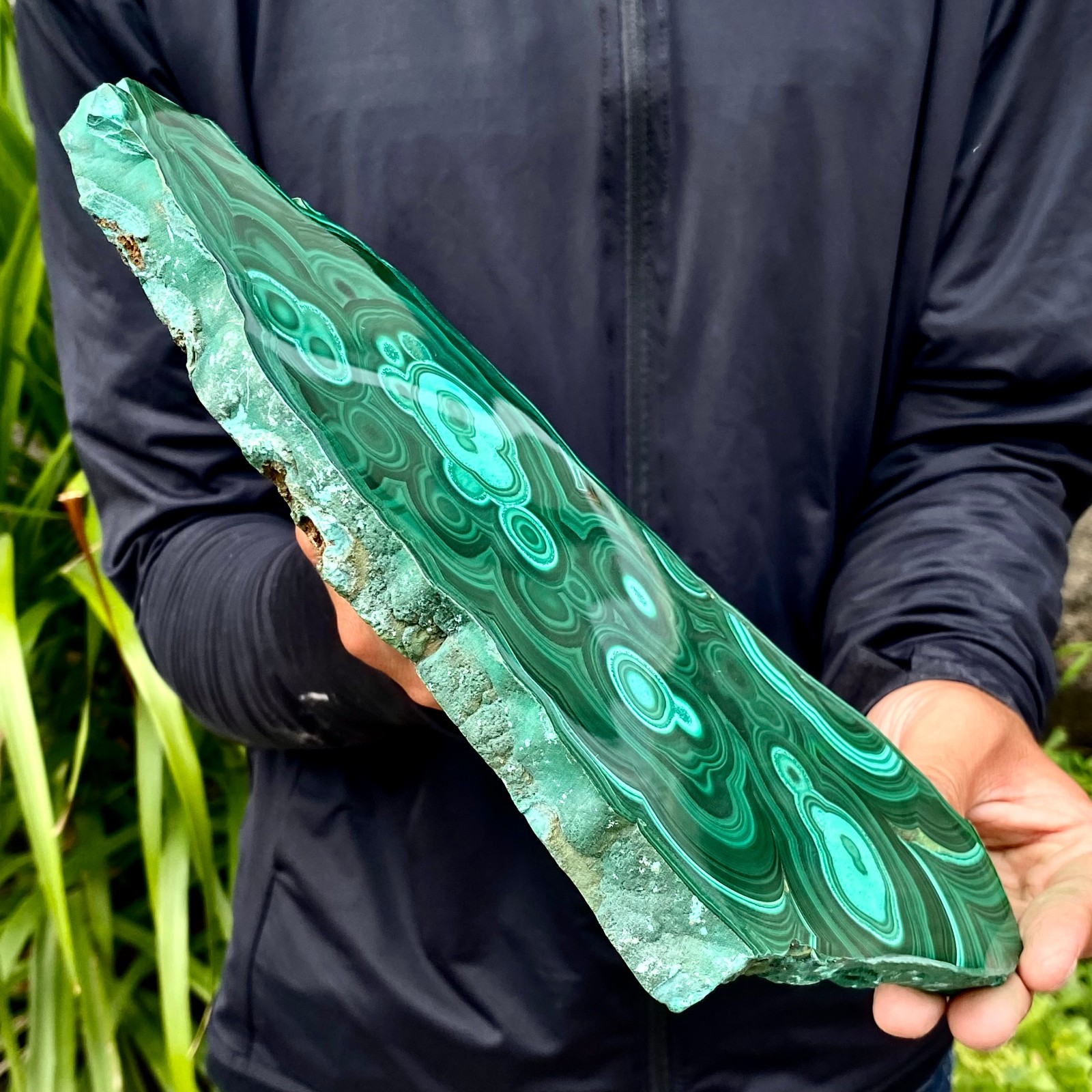 2.71LB Natural Green Malachite Crystal Flaky Pattern Ore Specimen Quartz Healing