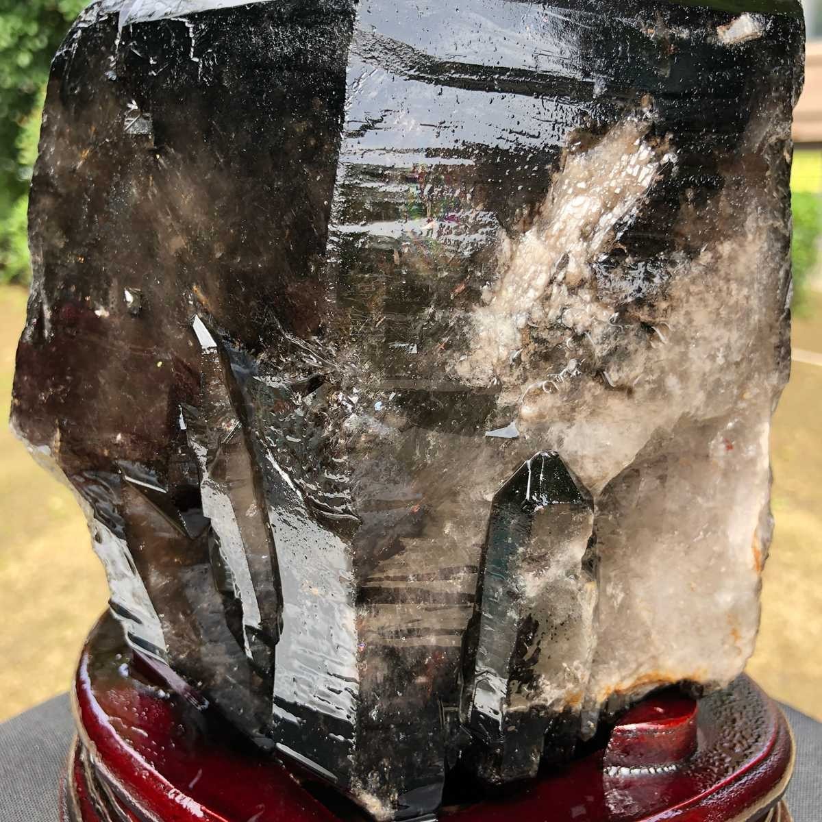 12.78LB Natural Dark tea quartz Crystal Specimen Reiki Mineral Add bracket 1810