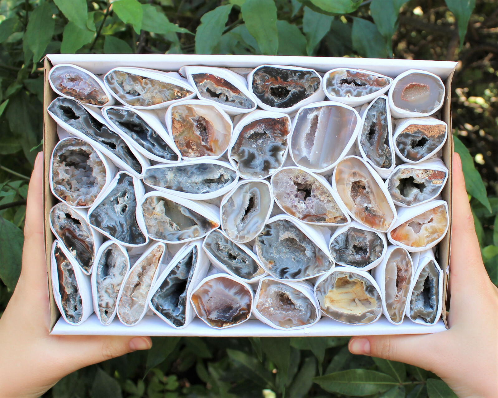 Small Oco Agate Geodes, Natural Crystal Druzy Halves, Bulk Wholesale Lots!