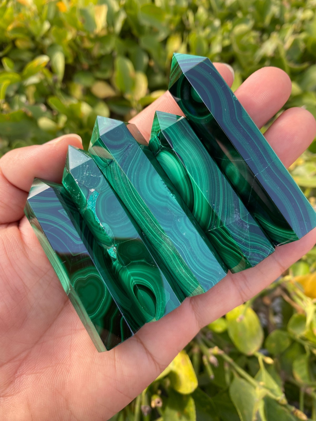 1pc Top Natural Malachite Quartz Obelisk Crystals Tower Chakras Point healing