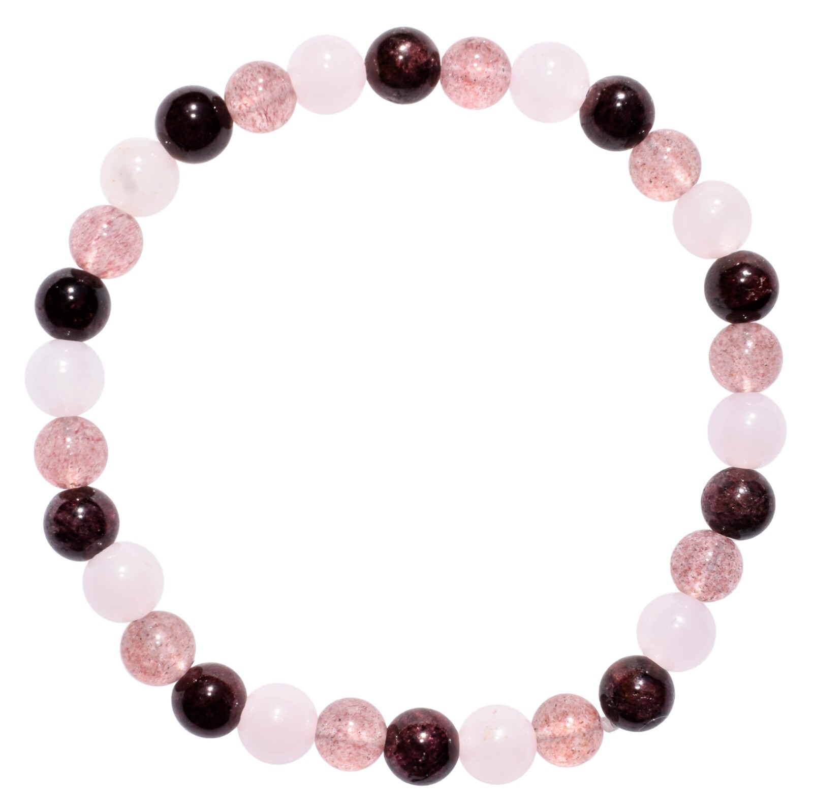 Rhodolite Garnet Rose Quartz Strawberry Quartz 6mm Bracelet + Selenite Charger