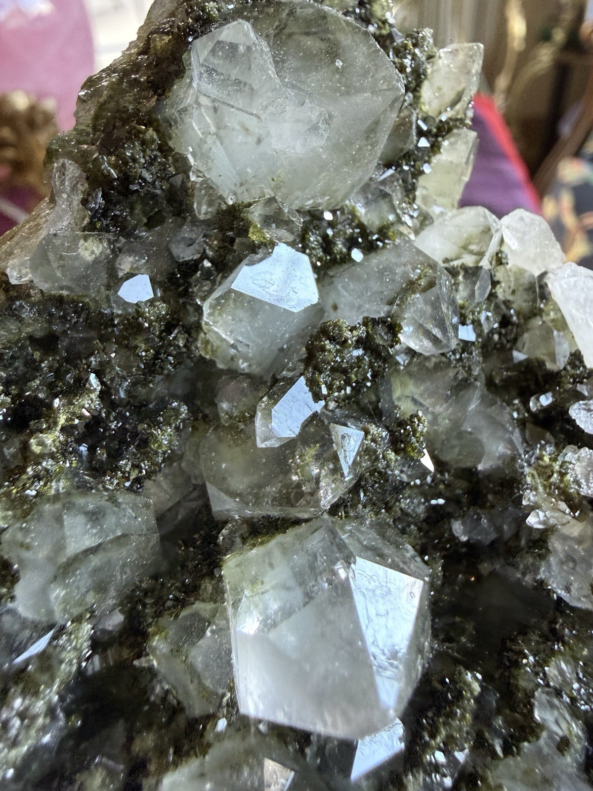 Forest Fairy Epidote on Quartz Crystal Specimen – Turkey