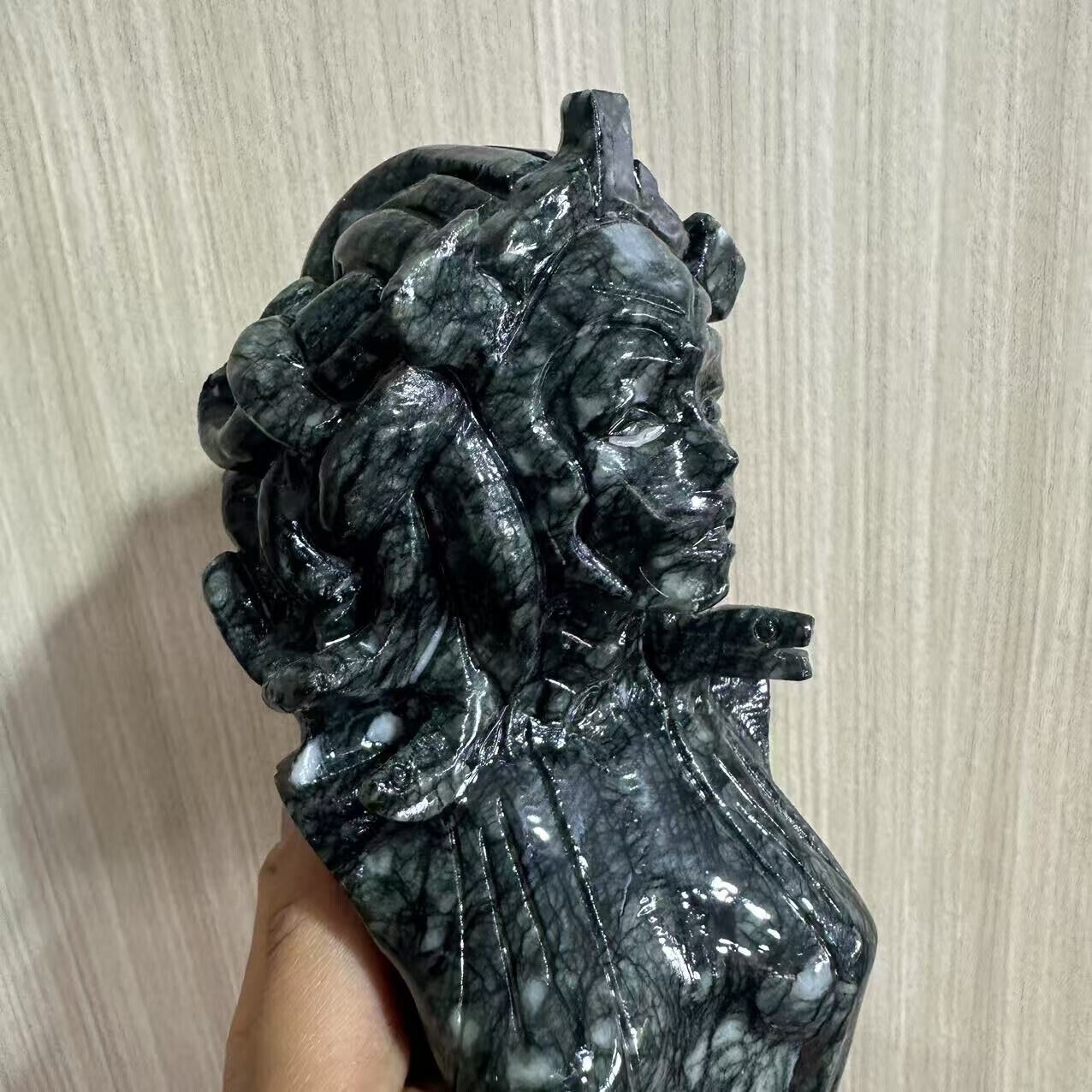 1.98LB natural hsiuyen jade engraving skull crystal healing energy gift