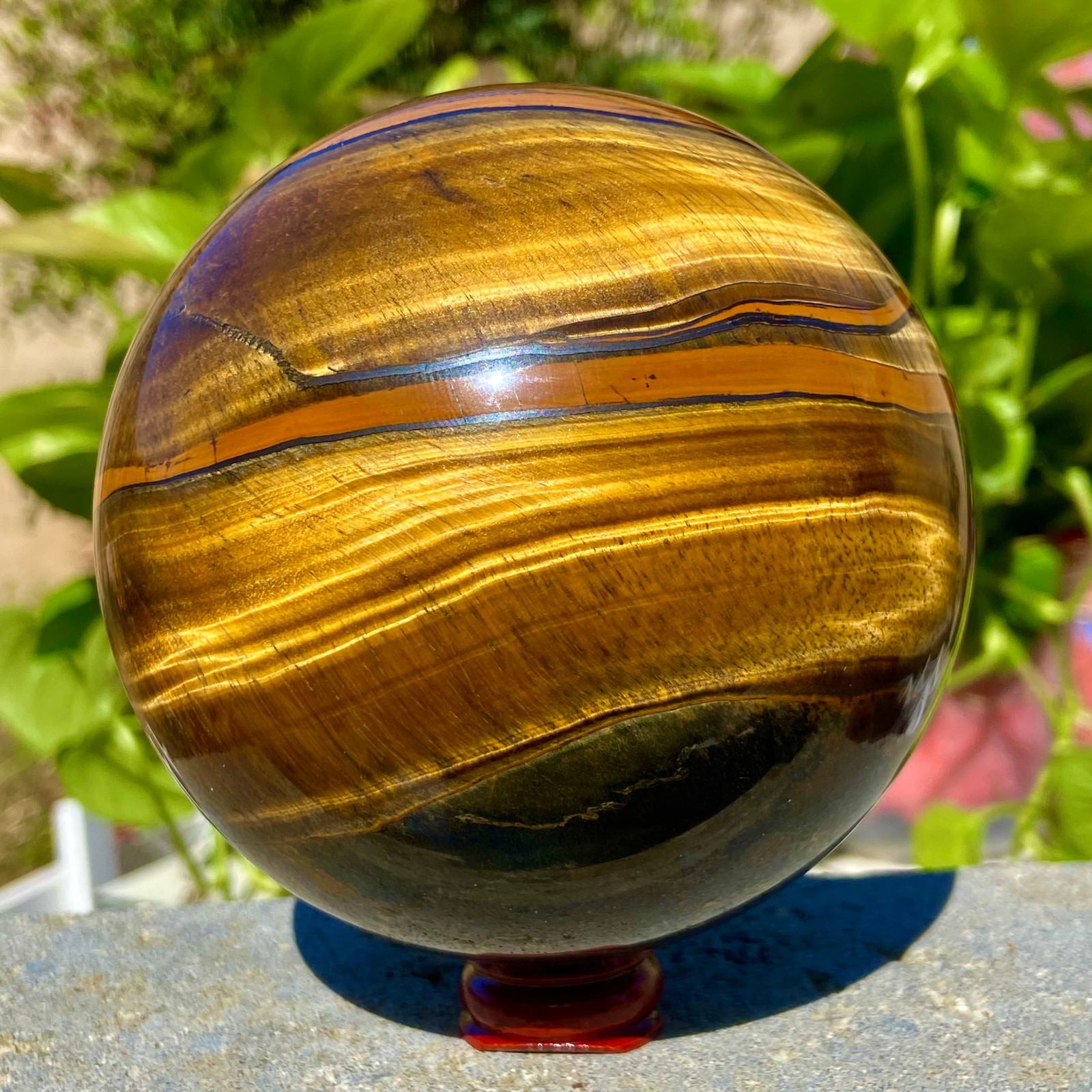 3.41LB Natural Tiger’s eye stone quartz Sphere crystal ball rock Healing
