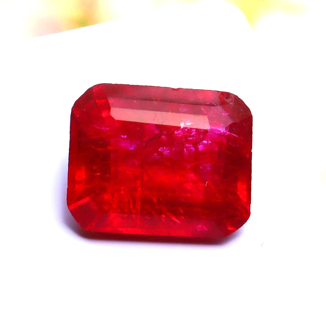 Natural Red Beryl Bixbite From Utah Certified Emerald Cut Loose Gemstone 12 Ct