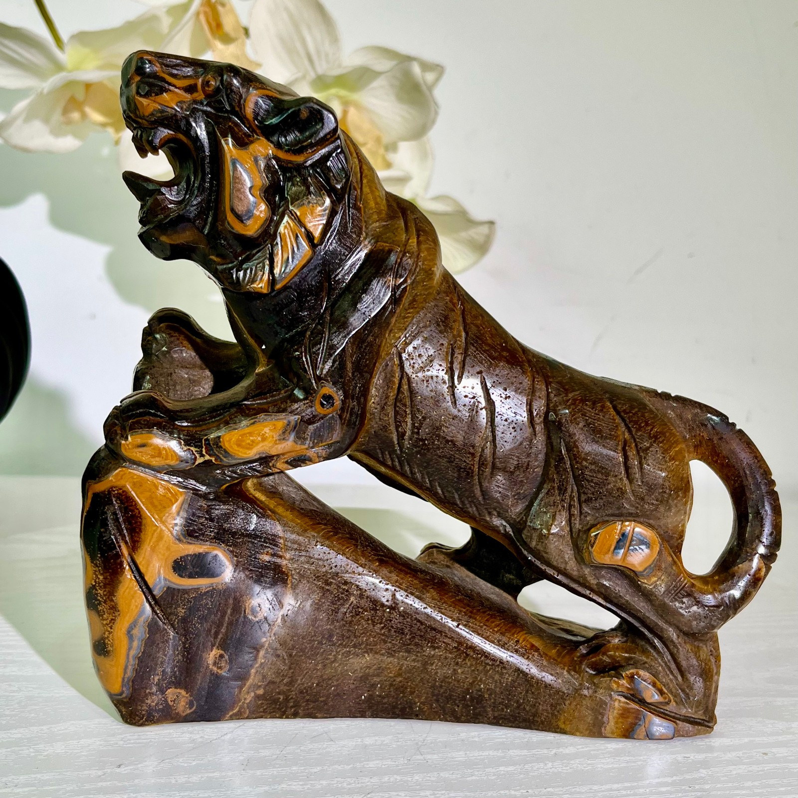 5.73LB Natural tiger eye stone products, handmade carved and polished spiritual