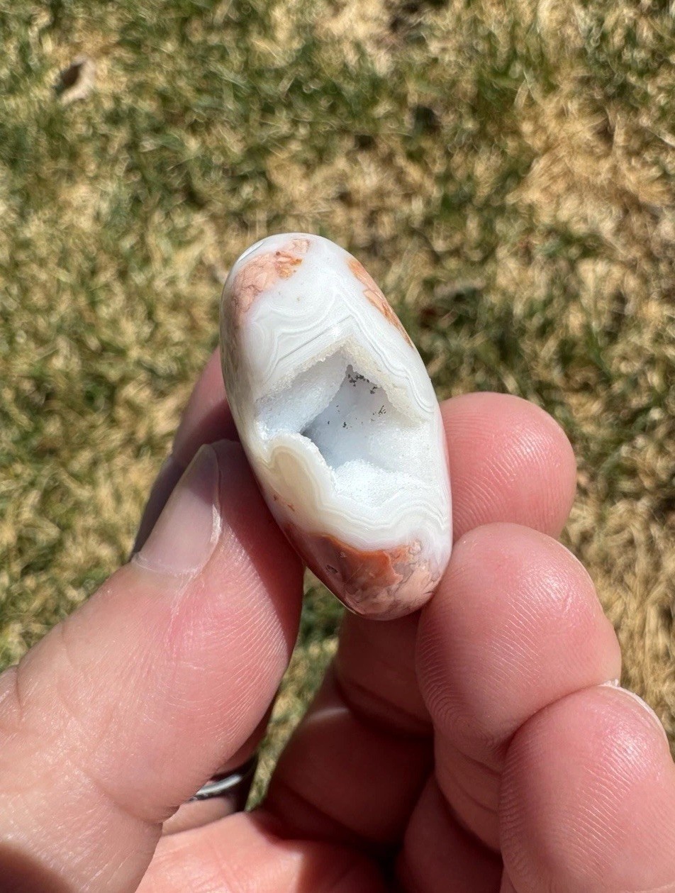 Pink Agate Crystal Heart 1 1/4”