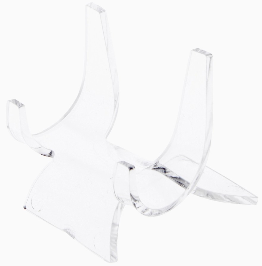 4 Curved Stands Clear Acrylic Display Easel Stand for Rock Fossil Mineral MEDIUM