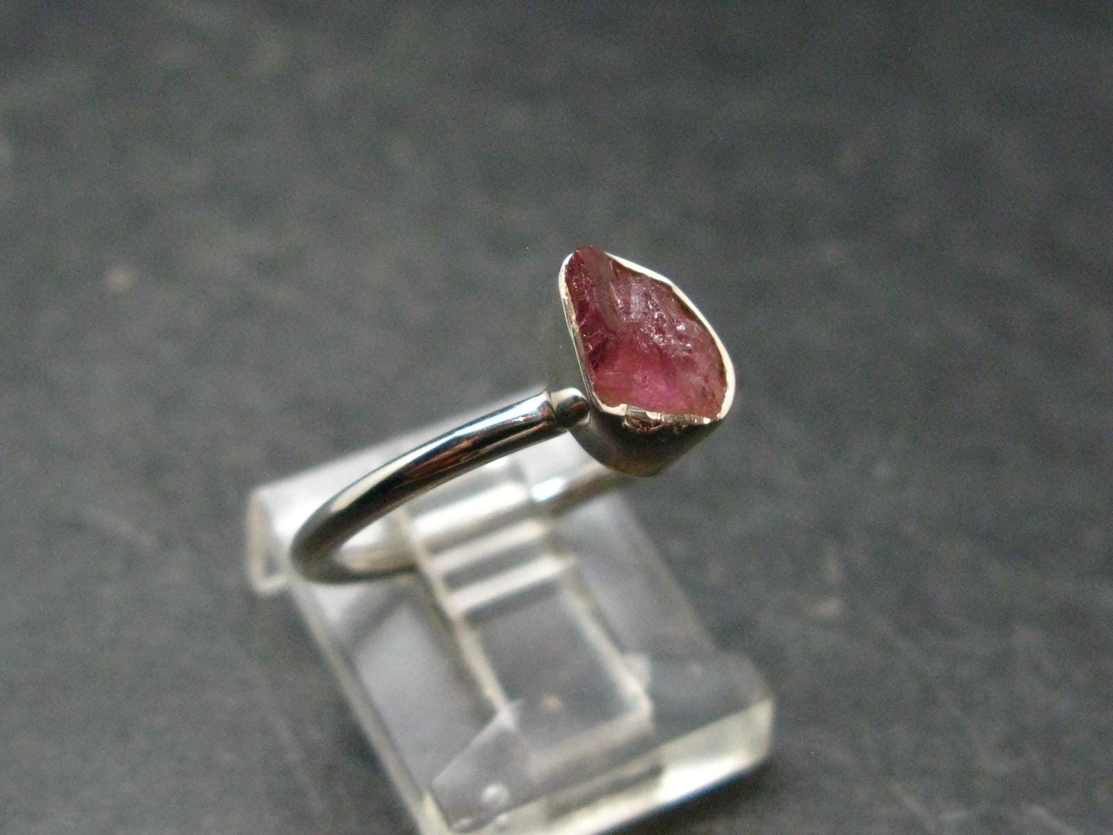 Pezzottaite Crystal Silver Ring From Madagascar – Size 7 – 2.0 Grams