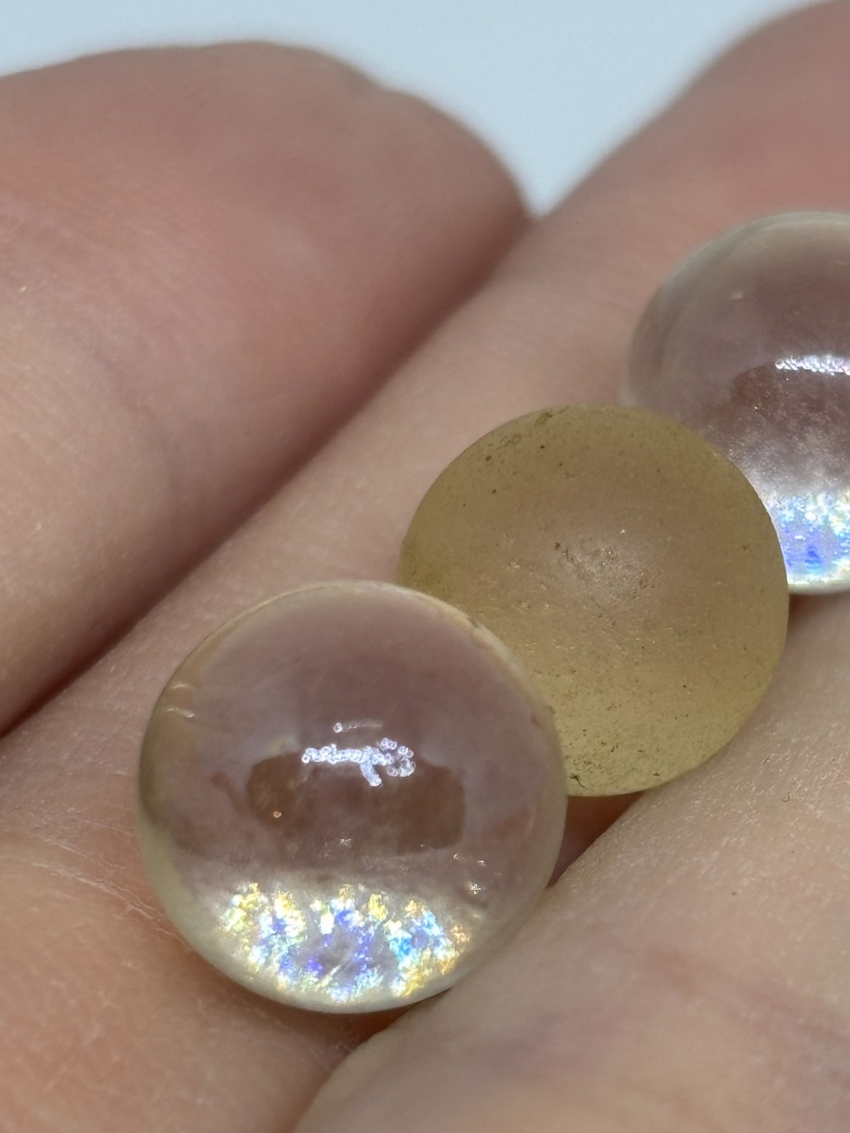 Lot x 3 Pcs Vintage Natural Citrine Quartz Mini Sphere Ball Orbs Marbles 9.5 mm
