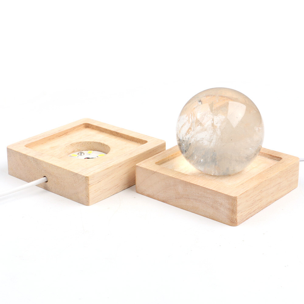 1PC Resin LED Lamp Display Base Wooden Lighted Base Stand for Laser Crystal