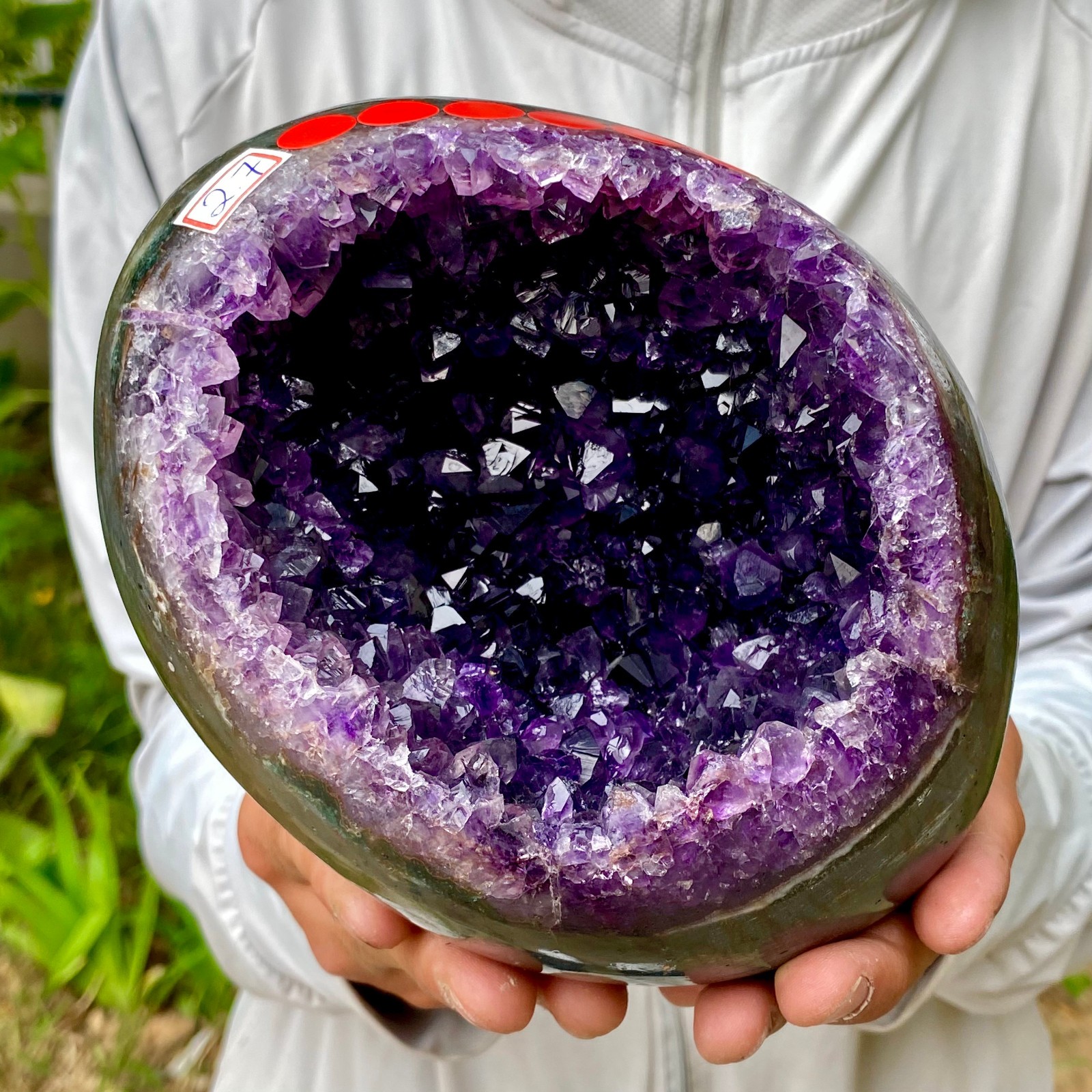 5.93LB Large Natural Amethyst geode quartz cluster crystal Egg specimen Healing