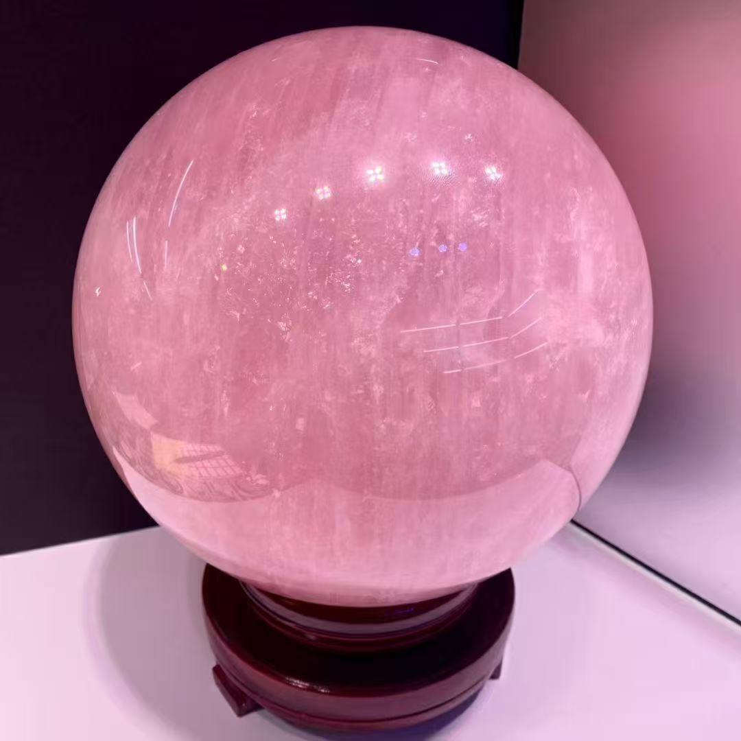 32.8LB Natural Rose Quartz Sphere Quarzt Crystal Ball Reiki healing + stand