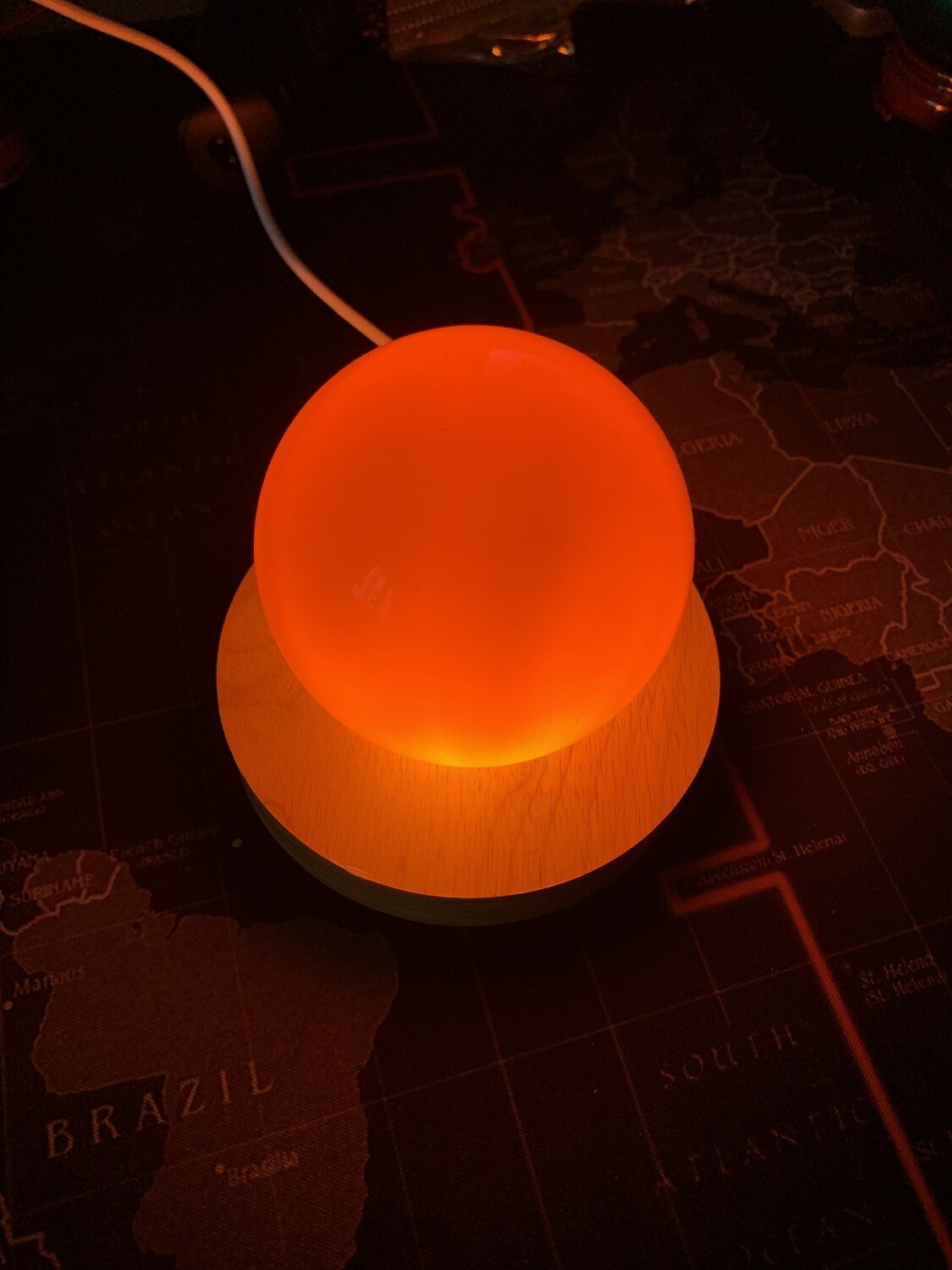Wooden LED Display Stand 3D Nightlight Round 80mm Base Holder for Crystal Glass