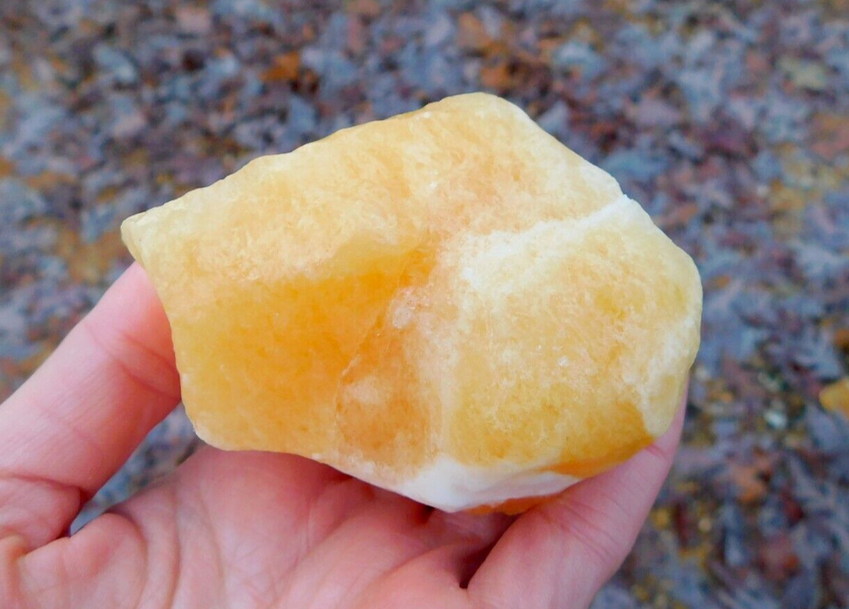 Orange Calcite Natural Rough Raw Stone 211g Solar Sacral Chakra Energy Healing