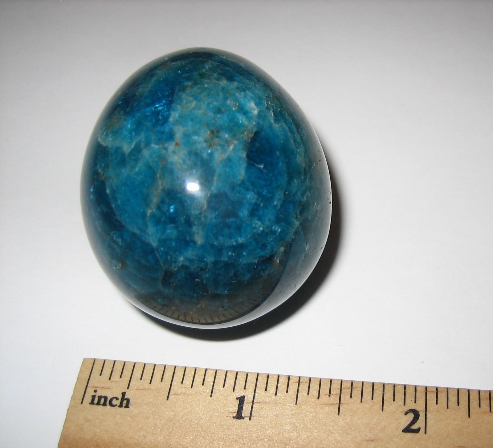 2″ BEAUTIFUL POLISHED NATURAL RICH BLUE APATITE CRYSTAL STONE EGG 112.4grams *1
