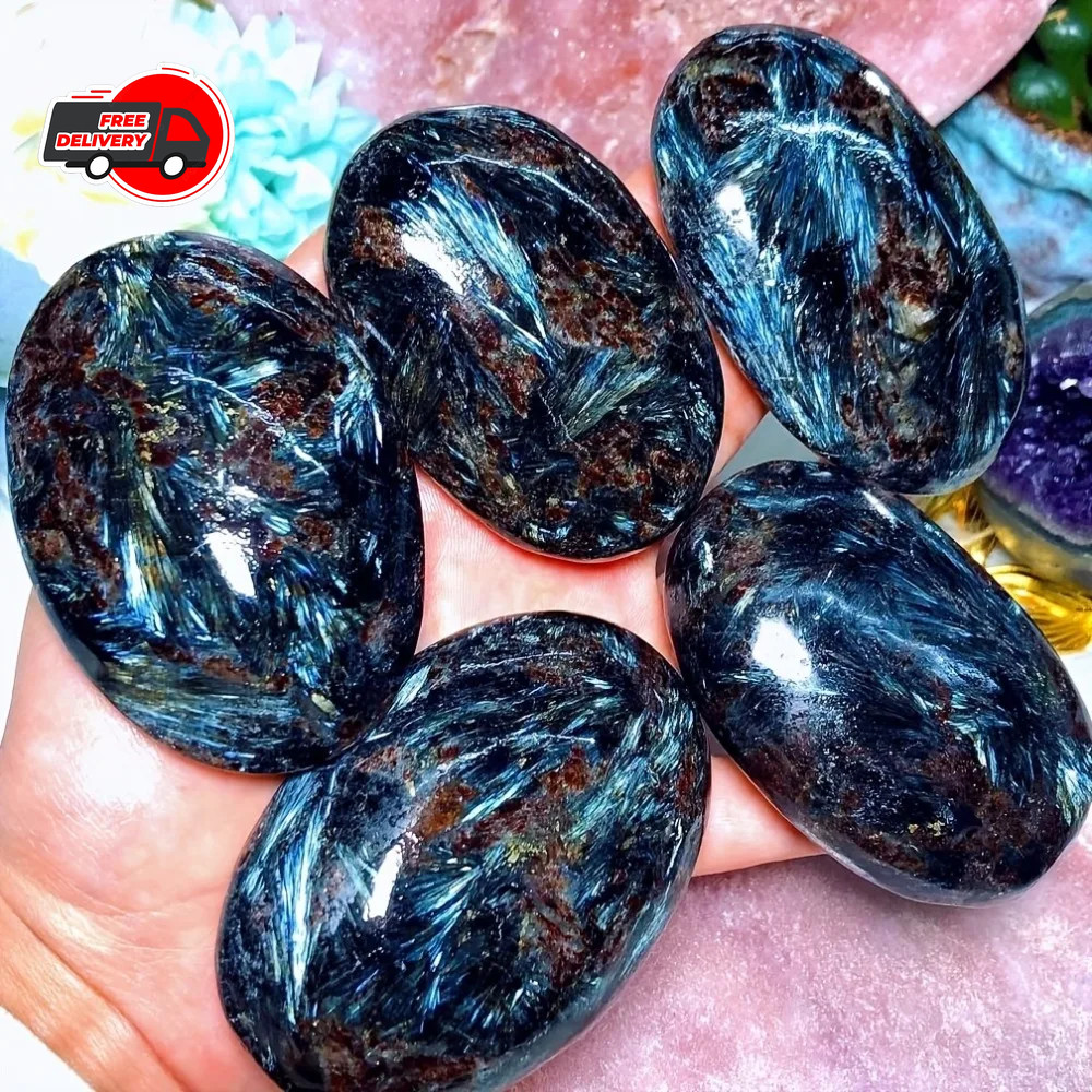 Natural Arfvedsonite Palmstone Worry Stone Healing Crystal Meditation Reiki Gift