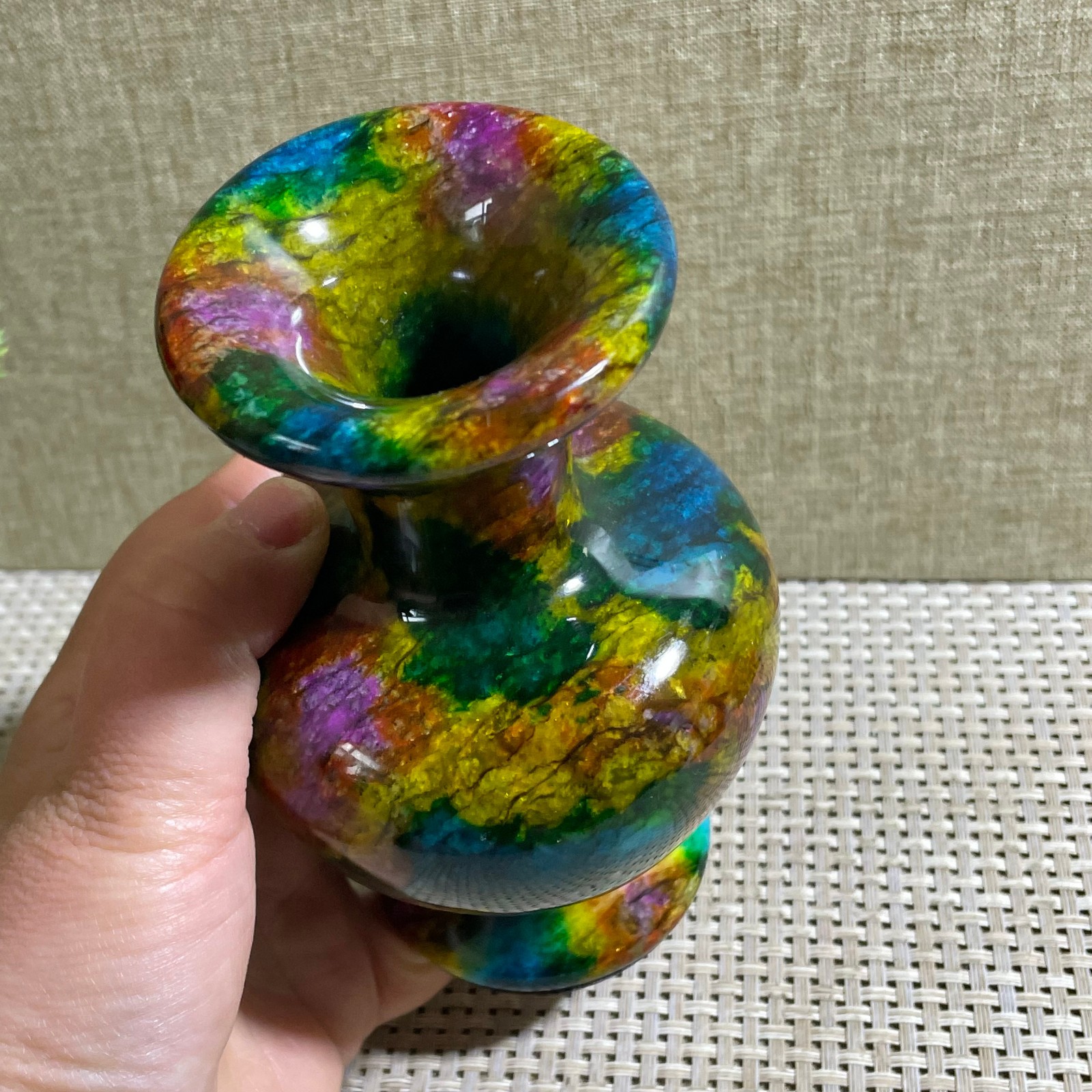 794g Seven Colors Jade vase specimen Decorative -Taiwan China