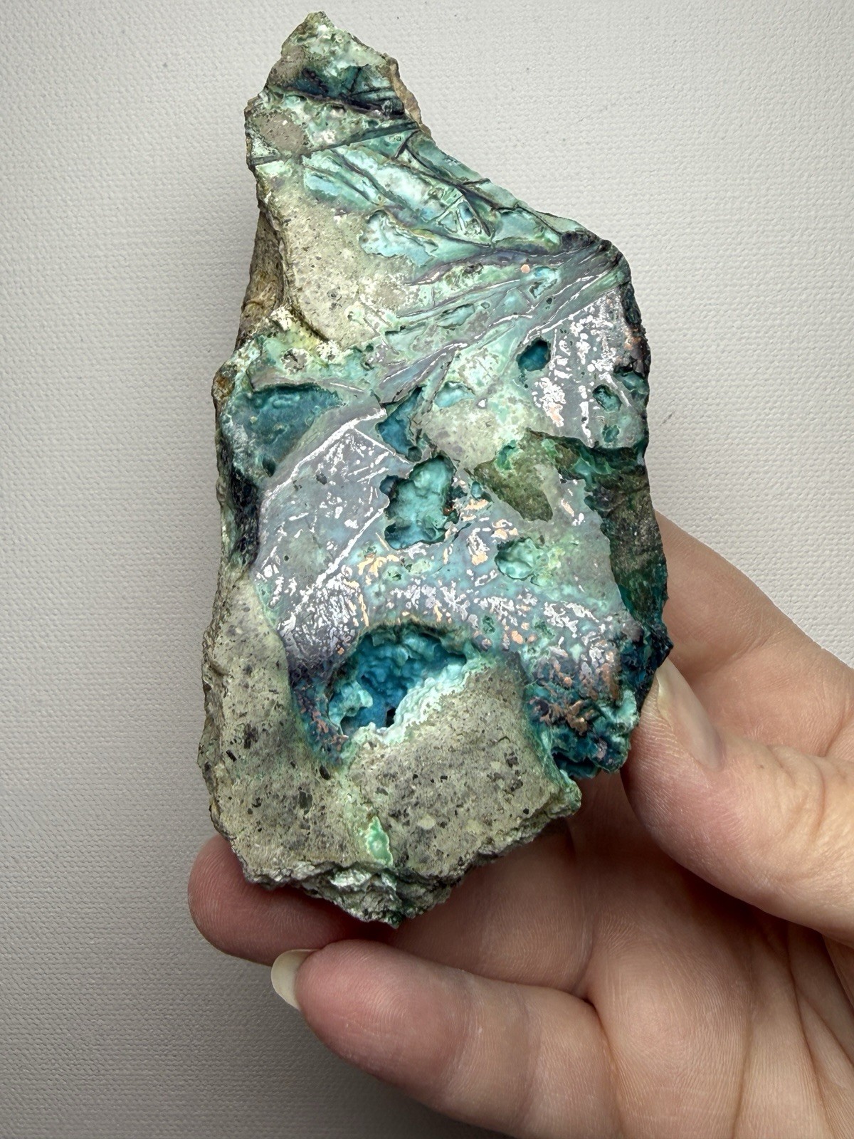 6” Polished Native Copper in Chrysocolla — Display Specimen (Indonesia)