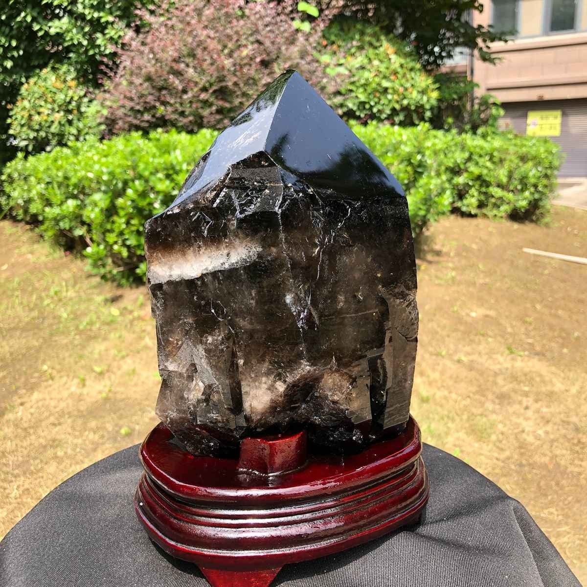 12.78LB Natural Dark tea quartz Crystal Specimen Reiki Mineral Add bracket 1810