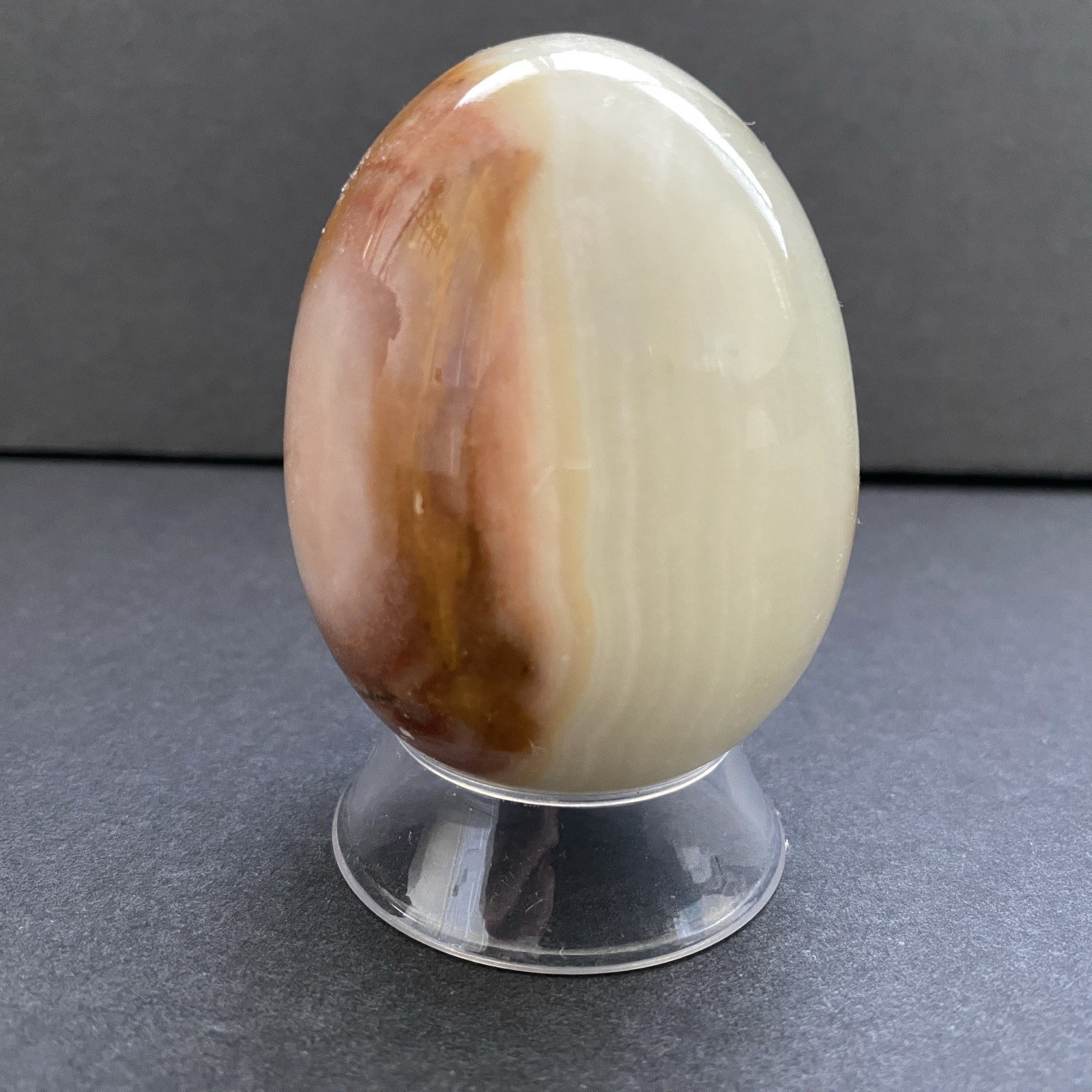 Natural Onyx Stone Egg With Stand Hand Polished Banded Agate Calcite Crystal