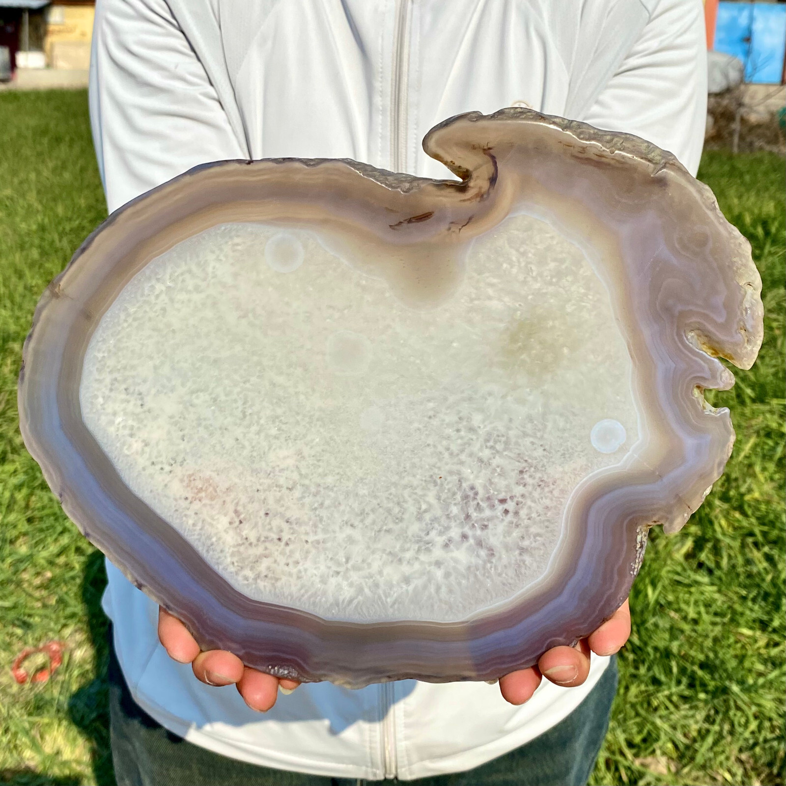 2.93LB Natural Agate Slice Quartz Crystal Hand-cut Slab Ore Specimen Healing