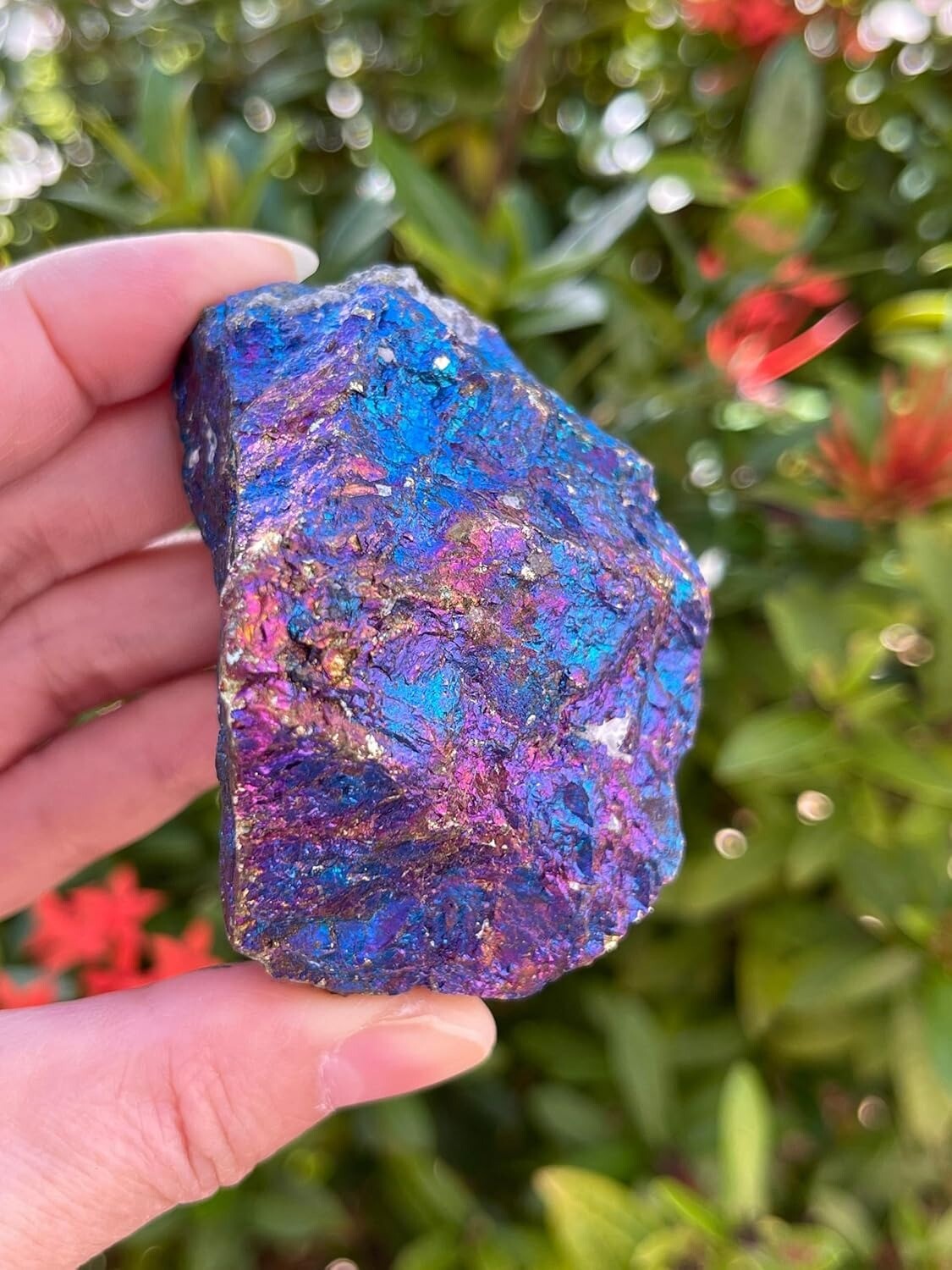 Grade A++ Large Chalcopyrite Natural Stone, 2-3″ Raw Peacock Ore Stone, 2 Sizes
