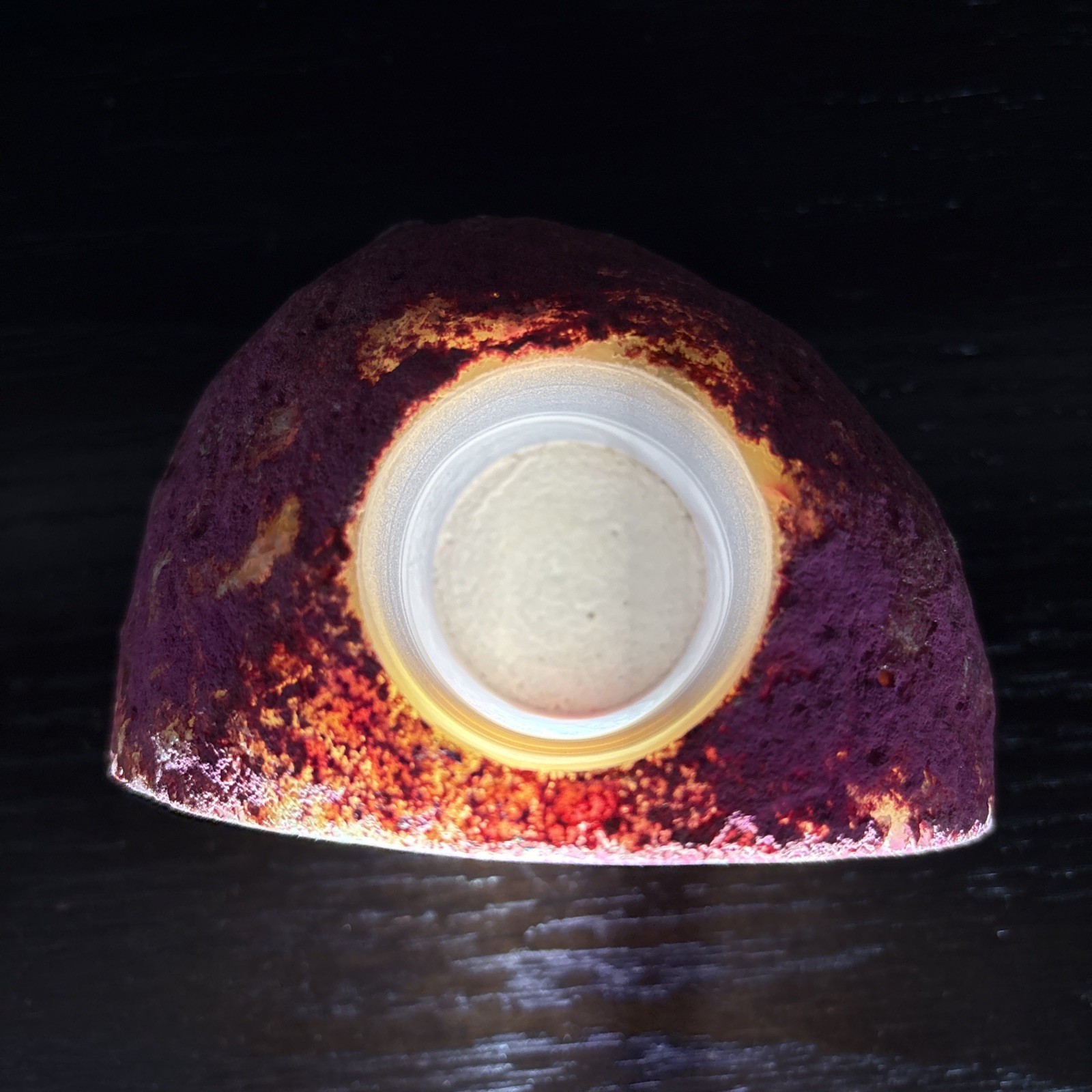 Brazil PINK Agate And Quartz Geode Votive / Tea Light / Candle Holder