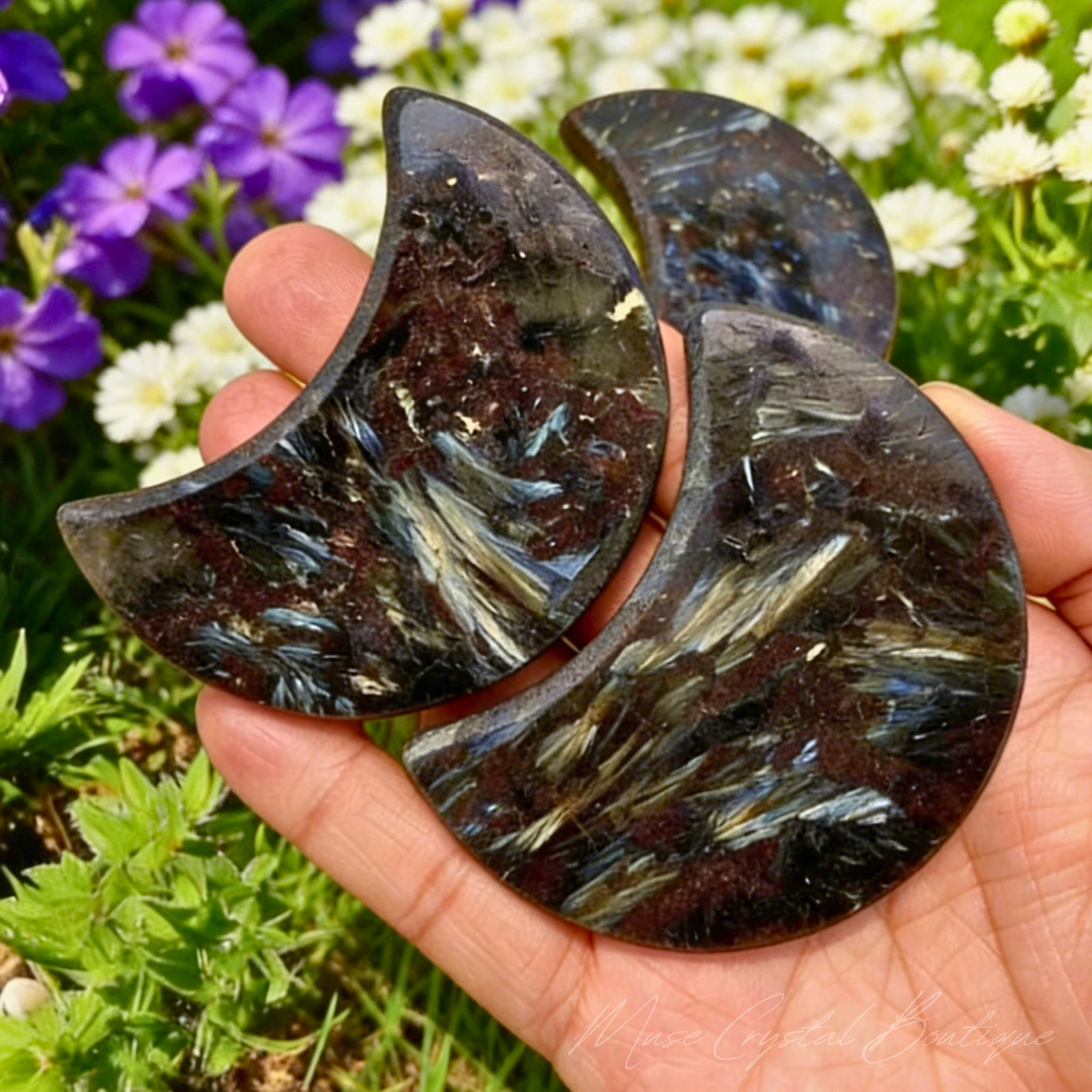 Arfvedsonite Crystal Moon Healing Firework Stone Galaxy Mineral Specimen Gift