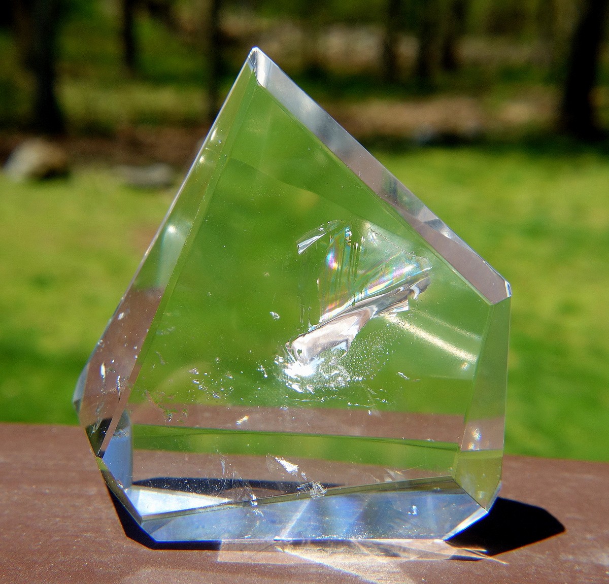 Polished Lemurian Quartz Free Form Crystal Water Clear