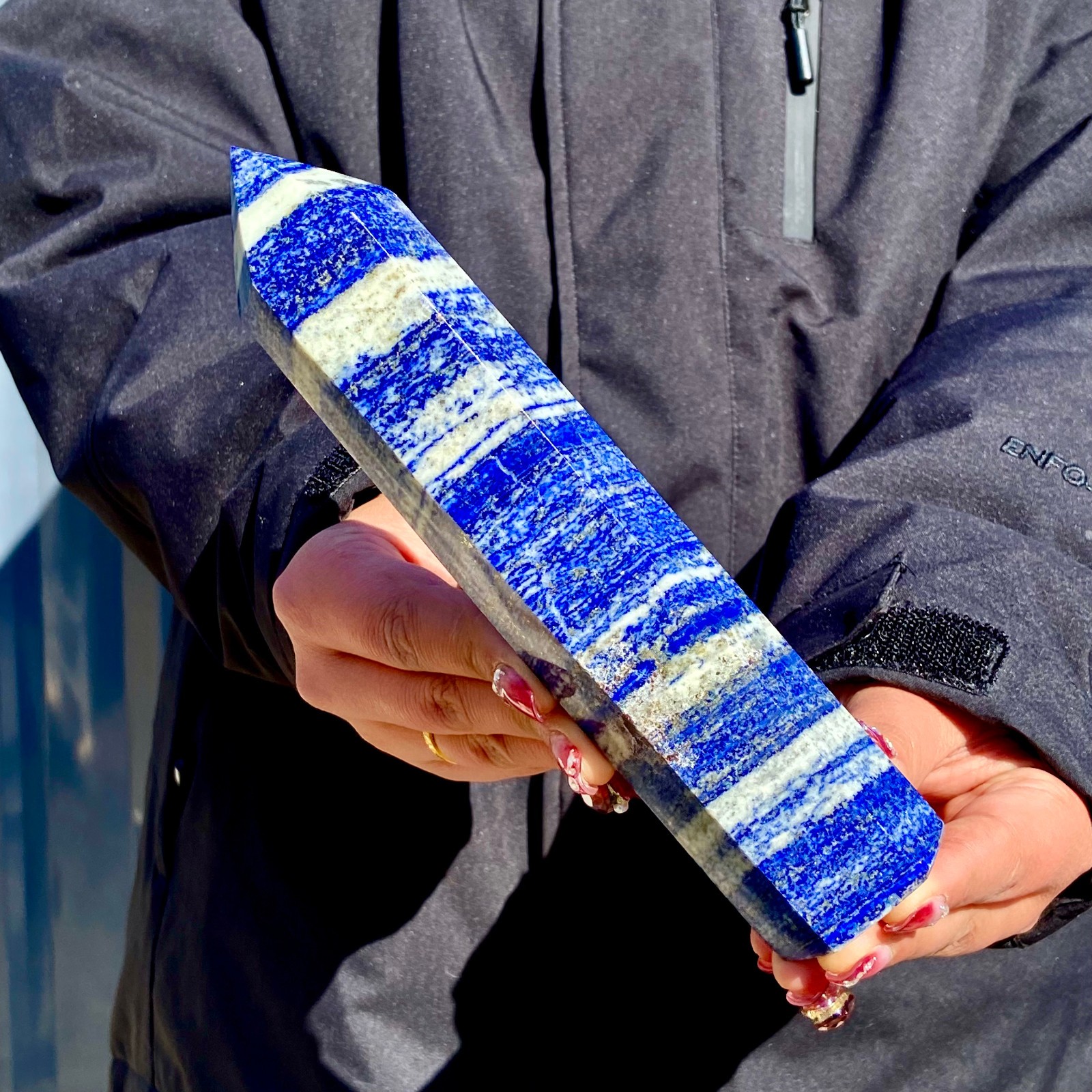 1.23LB Large Natural Lapis lazuli quartz crystal obelisk point wand aura healing