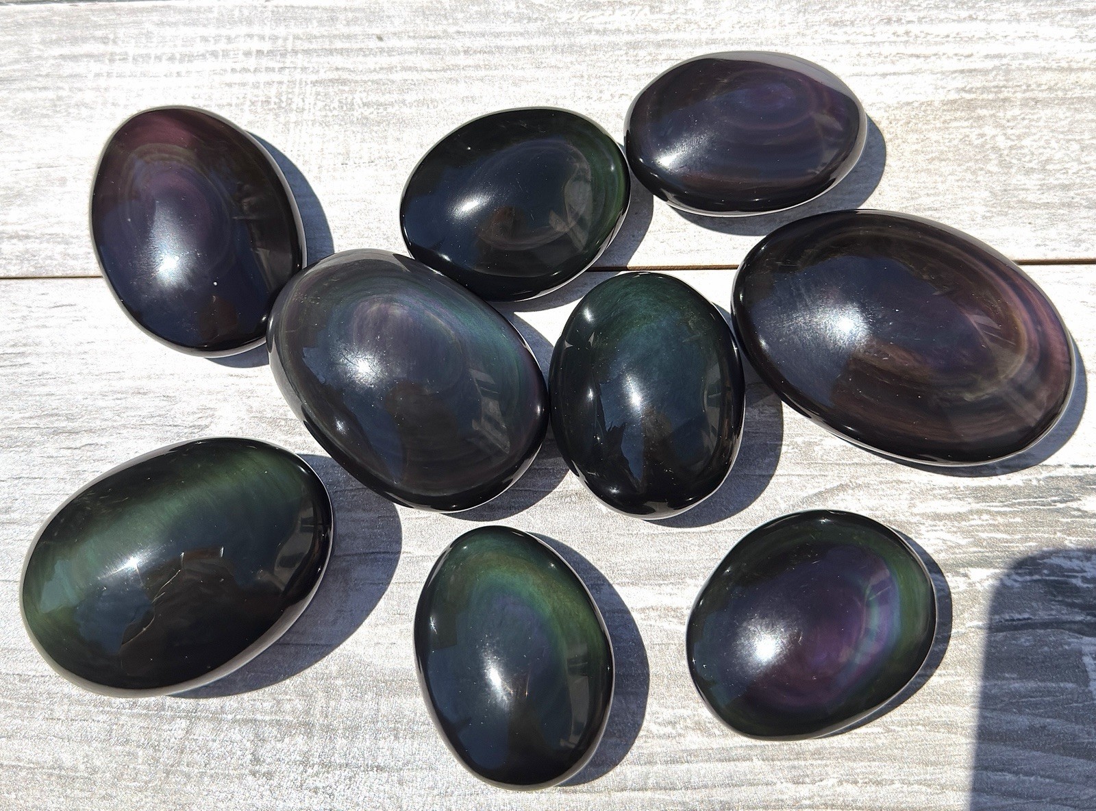 Wholesale Lot 2 Lbs Natural Rainbow Obsidian Palm Stone Crystal Healing