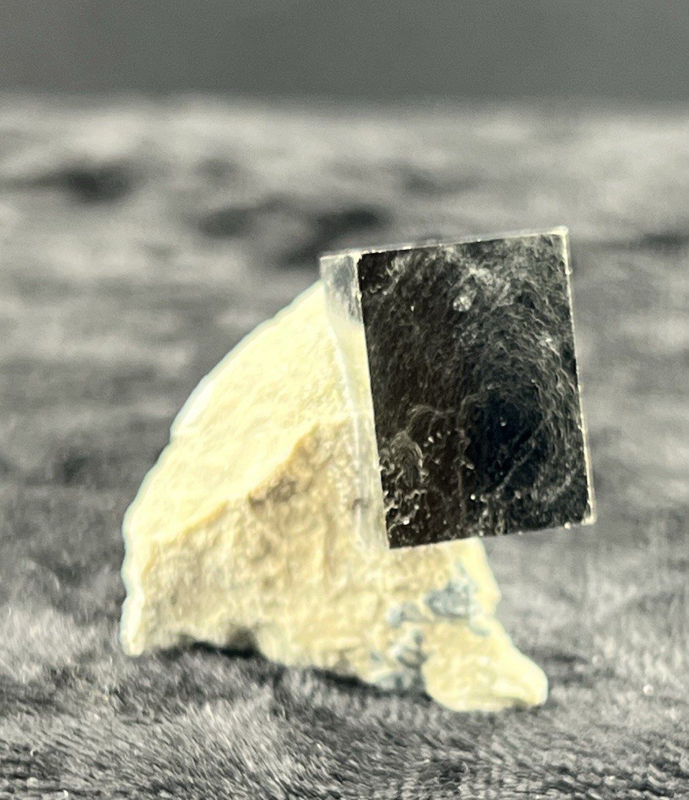Pyrite Cube on Limestone Matrix from Mina Ampliación A Victoria, Navajún, Spain.
