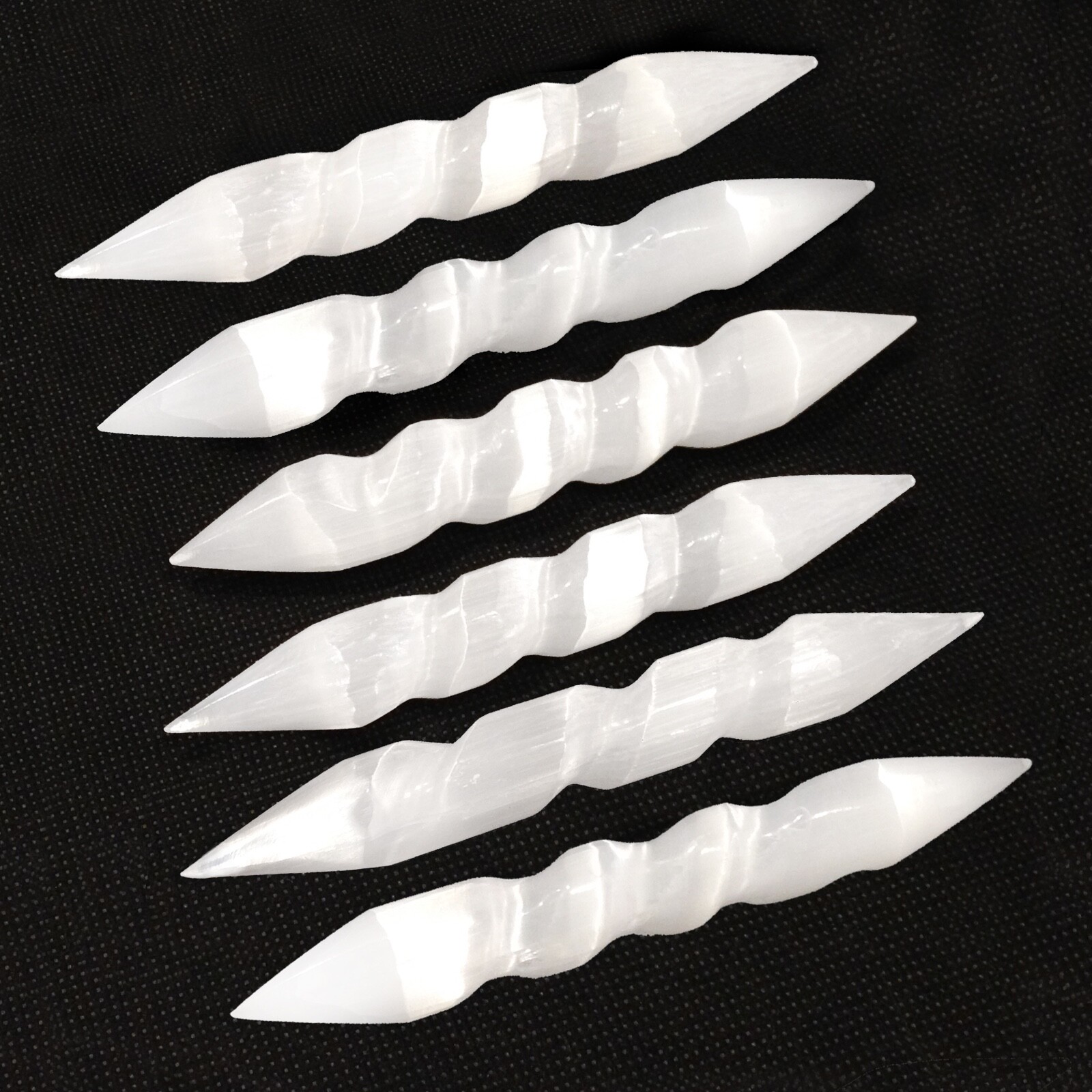 Selenite Crystal Massage Wand ” Polished Spiral Tip Lot 5 BULK Wholesale Healing