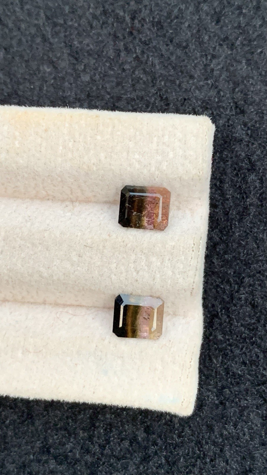 1.70ct natural rare tri colors faceted tourmaline pair 6mm