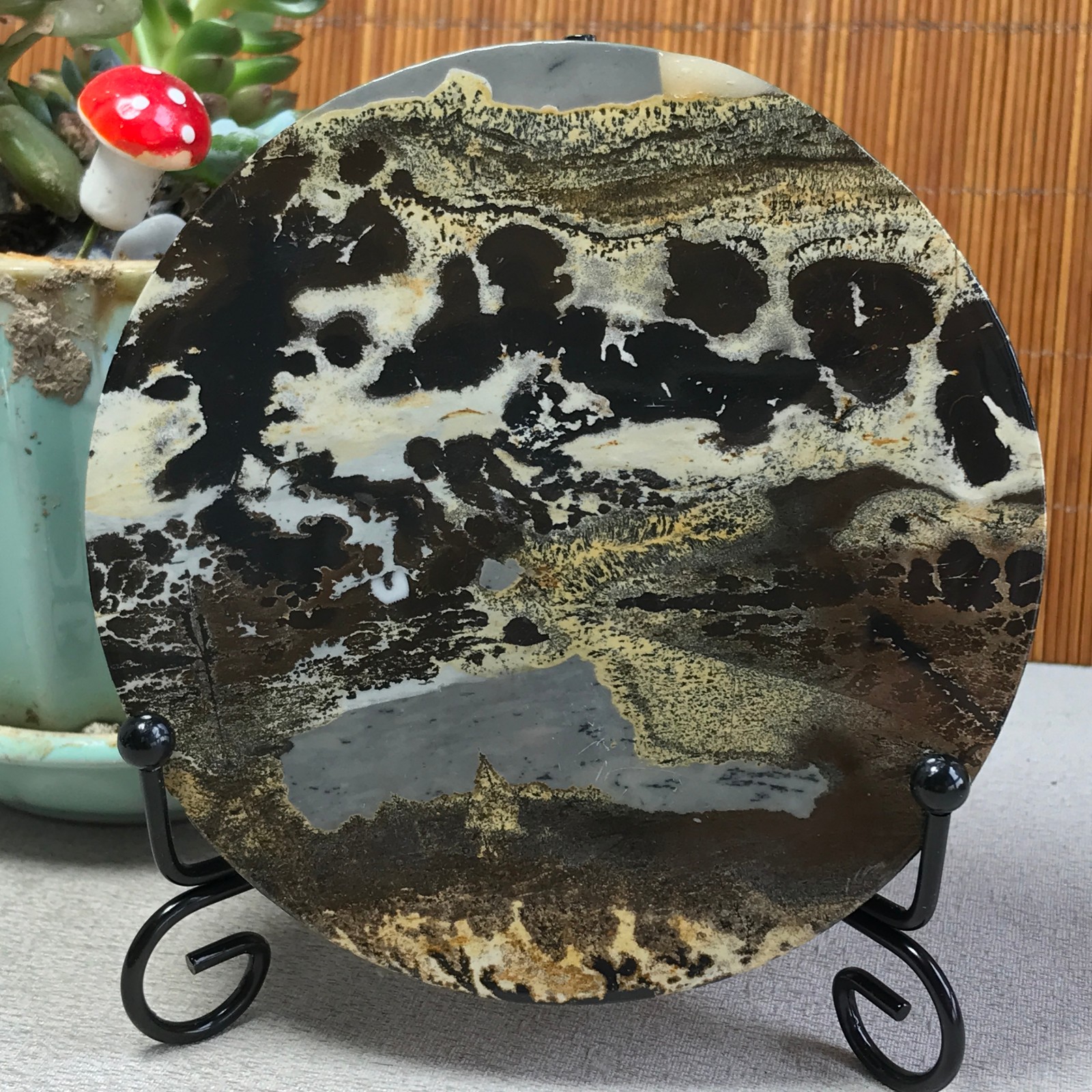 99mm Natural Chinese painting stone crystal ornaments for home decoration A6401