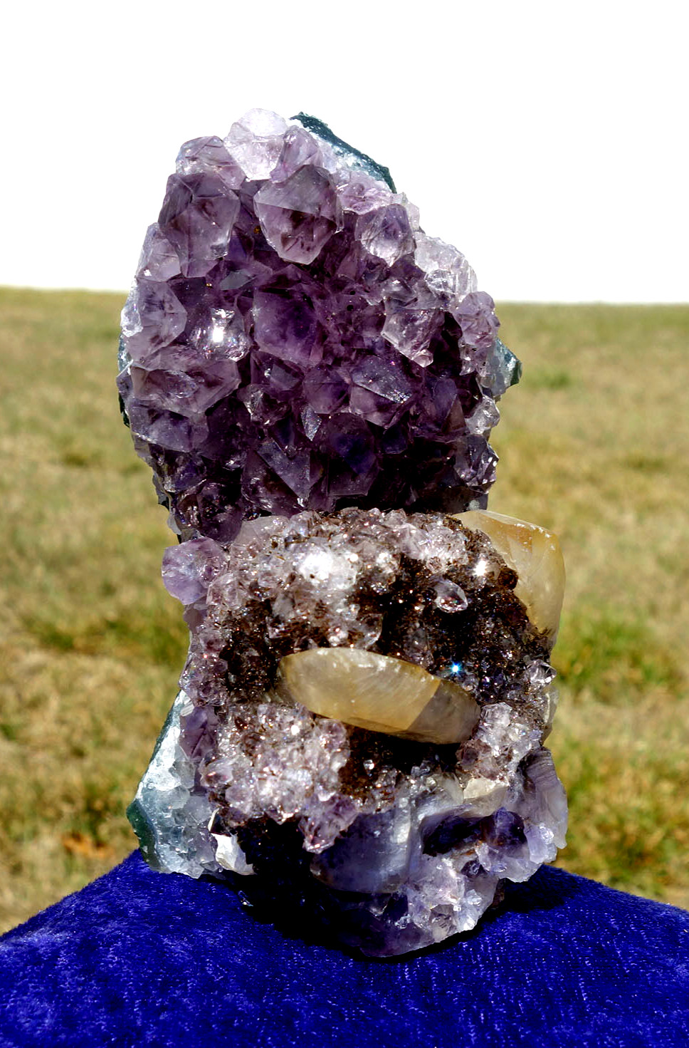 DOGTOOTH CALCITE in Amethyst Flower Quartz Crystal Point a Uruguay STALACTITE